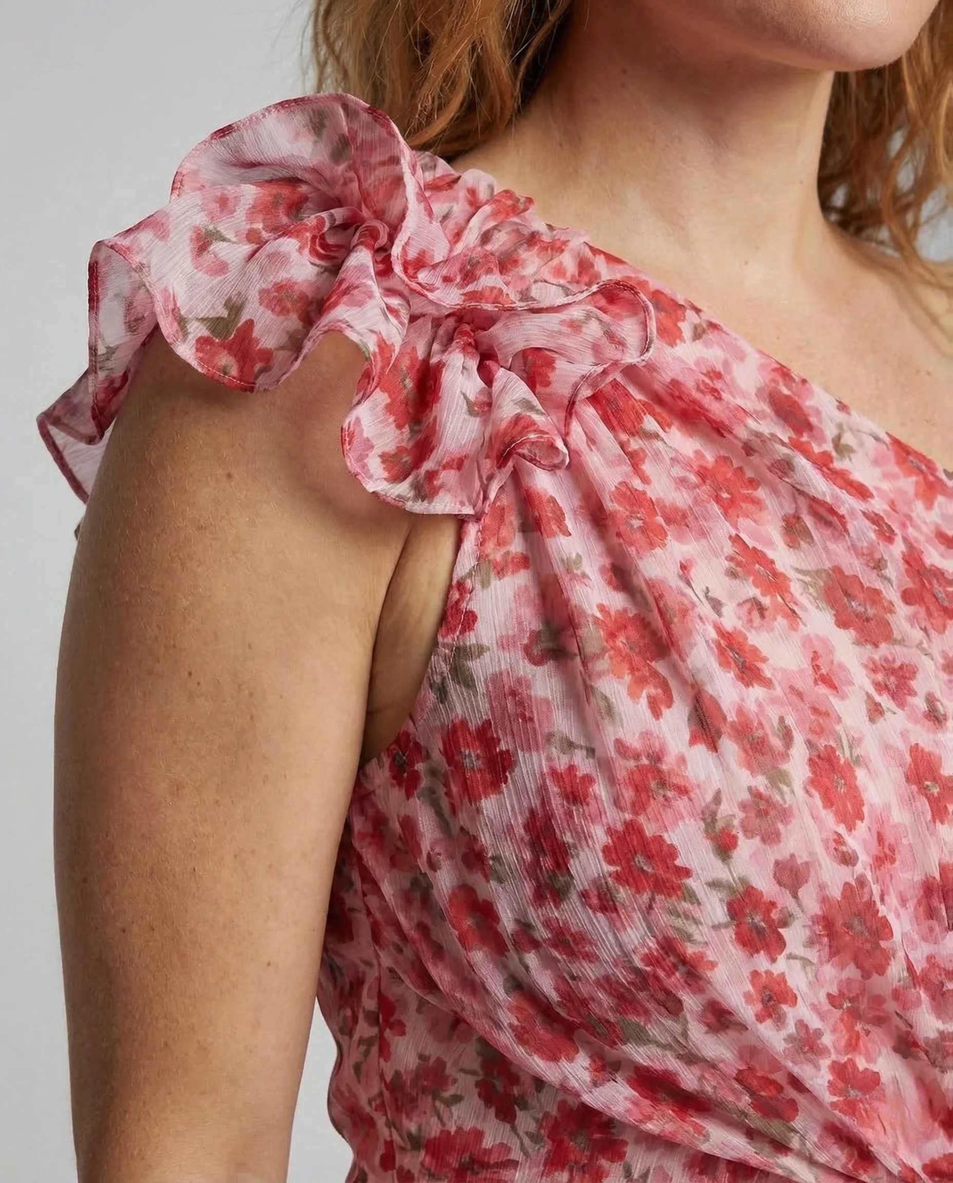 Damen One Shoulder Abendkleid Volant - Image 3