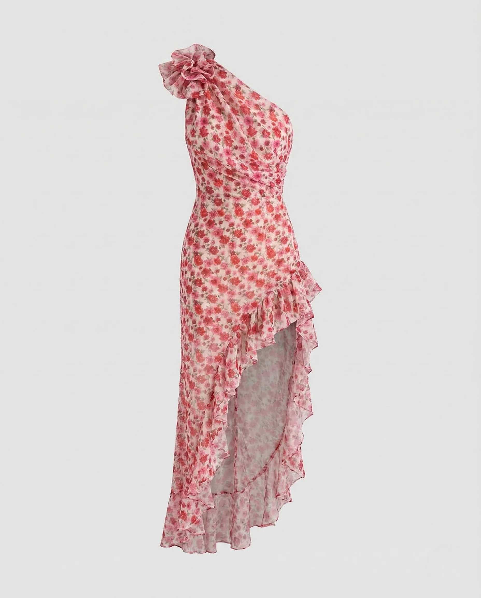 Damen One Shoulder Abendkleid Volant - Image 5