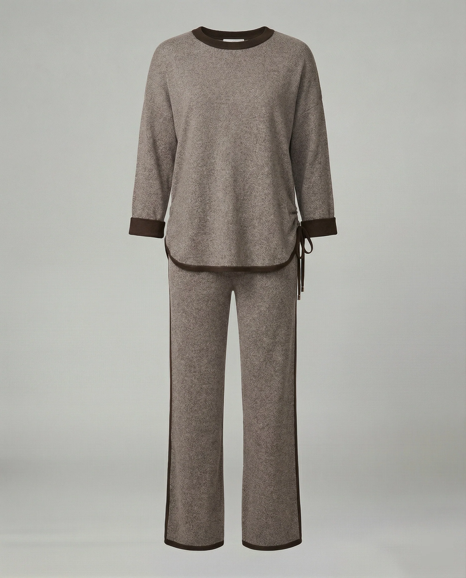 Elegantes Feinstrick-Zweiteiler mit Rundhalsausschnitt, Kordelzug und weitem Hosenbein Heidi Mode - Image 4