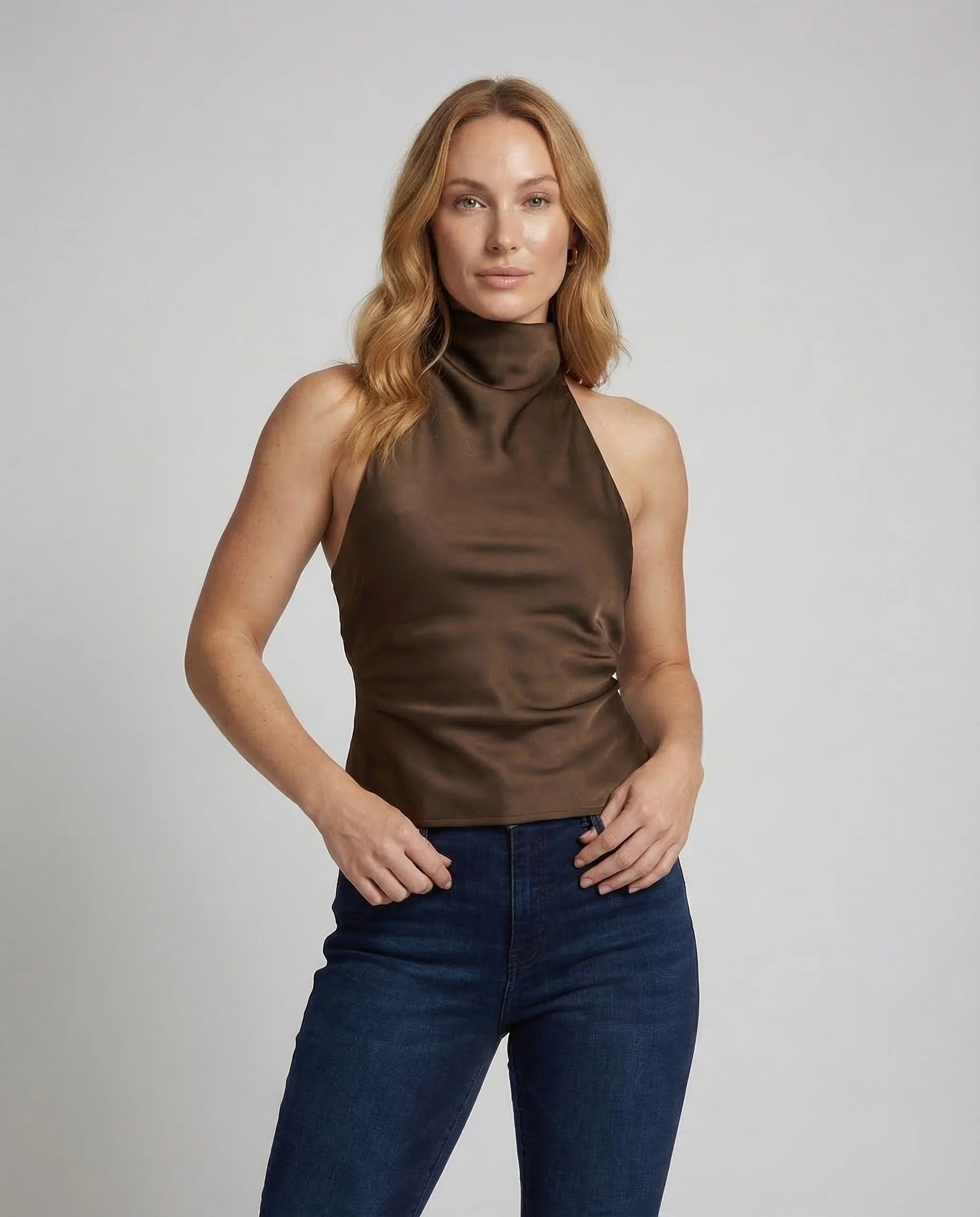 Damen Halter Top Drapiert - Image 2