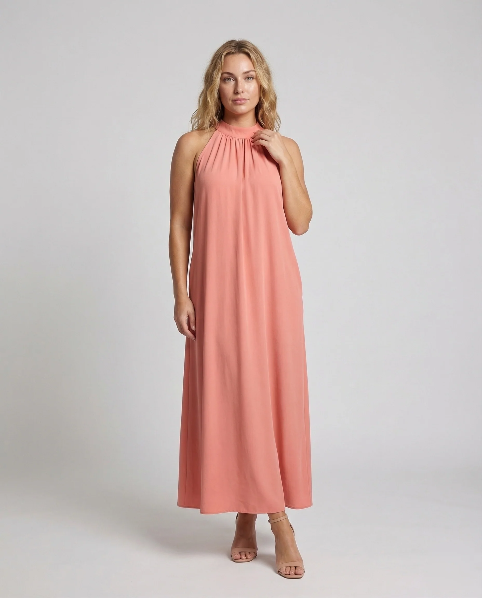 Damen Halter Maxikleid in A-Linie