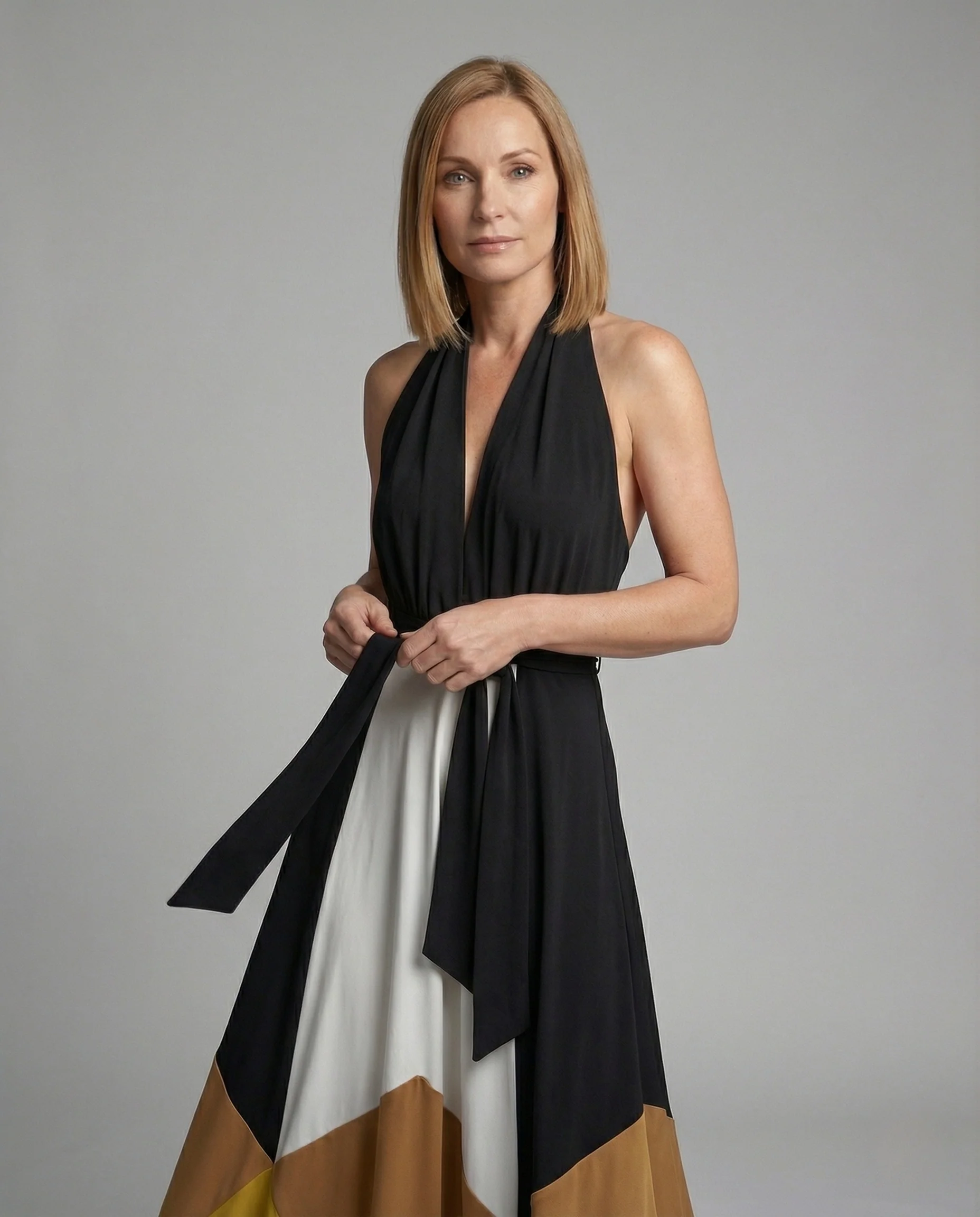 Damen Abendkleid lang Halter V-Ausschnitt - Image 2
