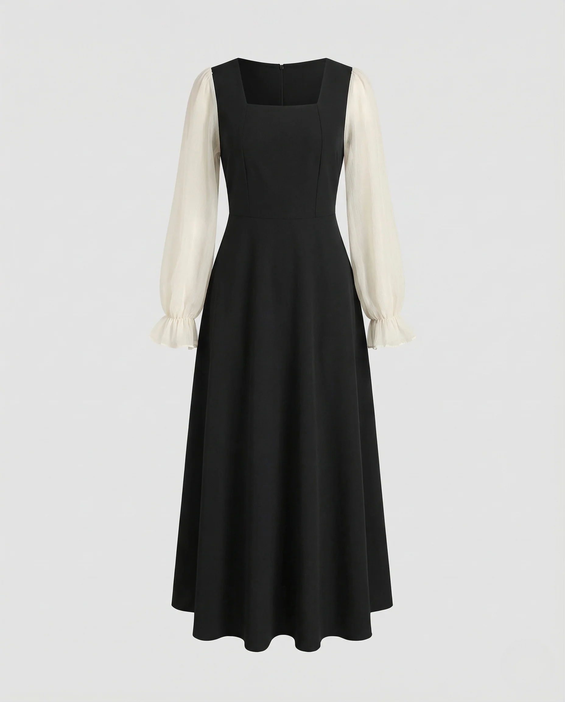 Damen Maxikleid Chiffon Ballonärmel - Image 5