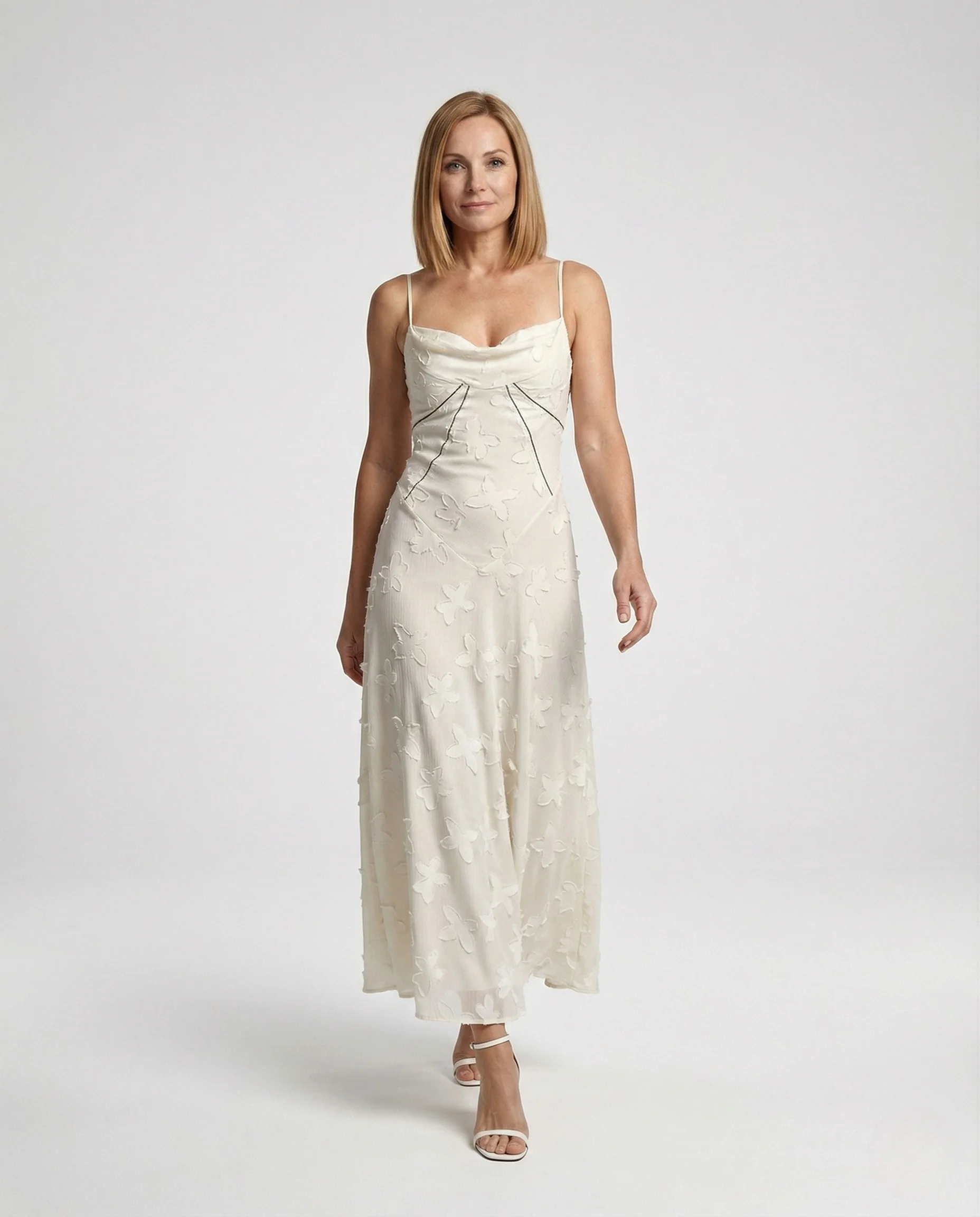 Elegantes Maxikleid Mit Blütenapplikation Damen