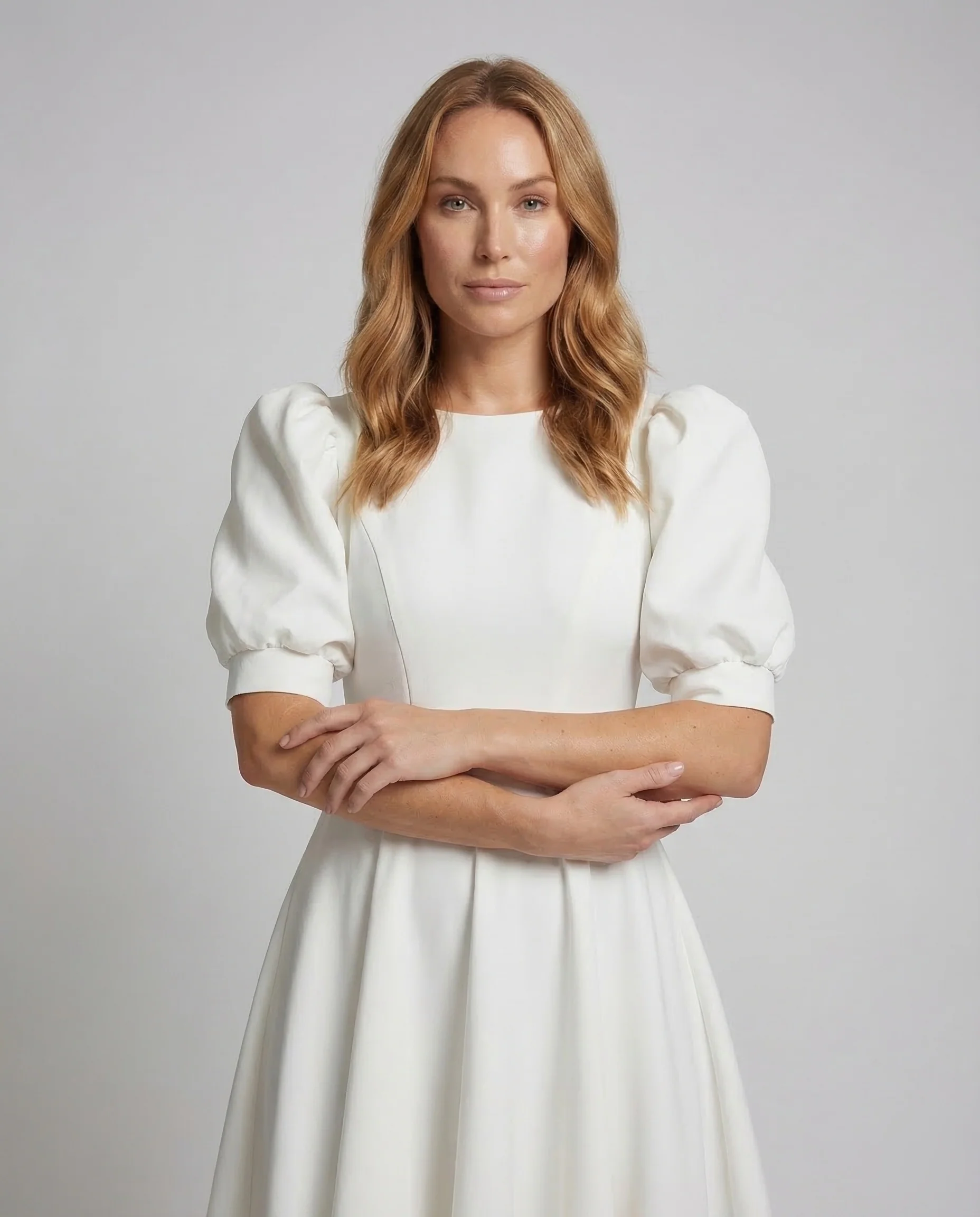 Damen Midikleid Elegant Puffärmel - Image 2