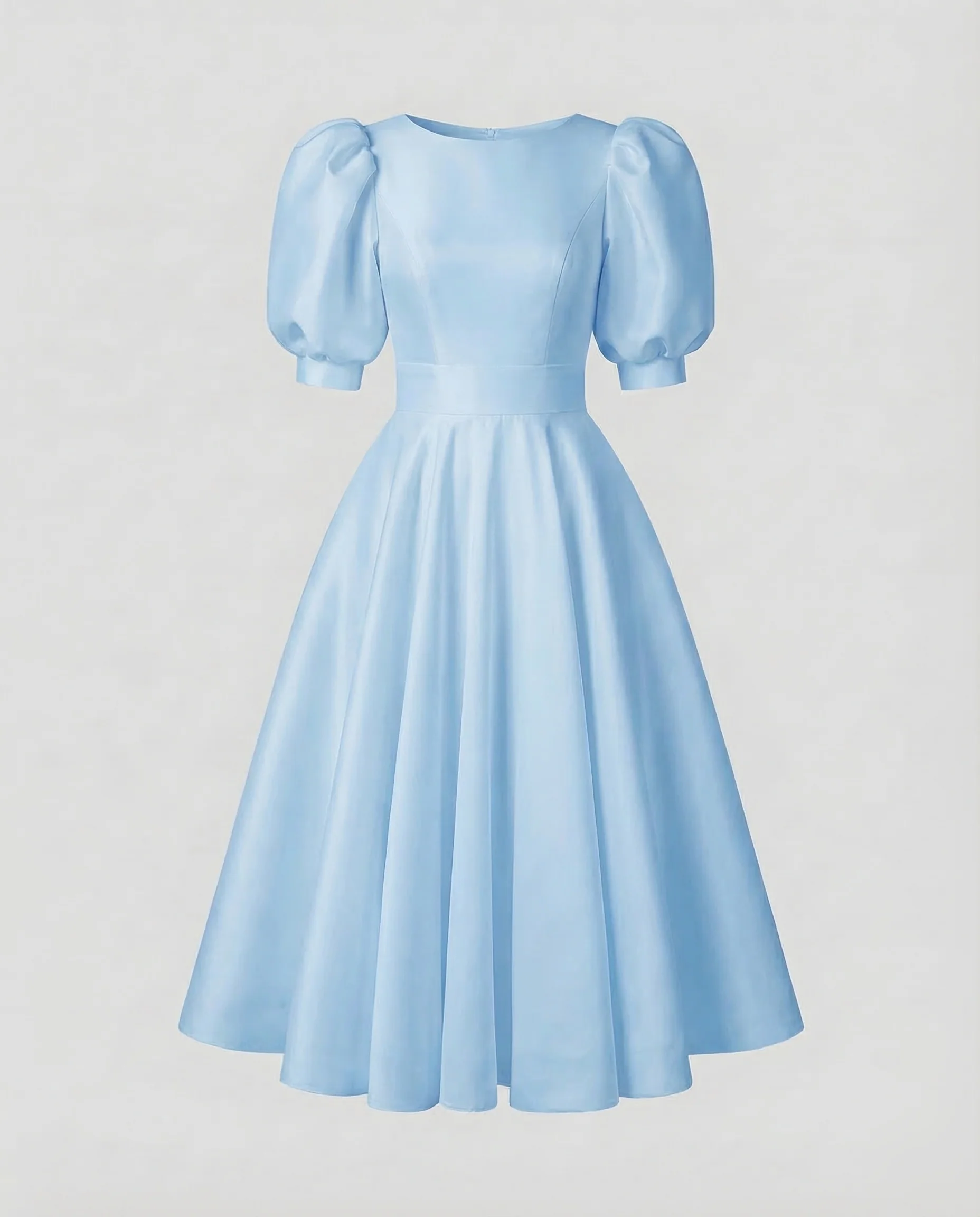 Damen Midikleid Elegant Puffärmel - Image 6