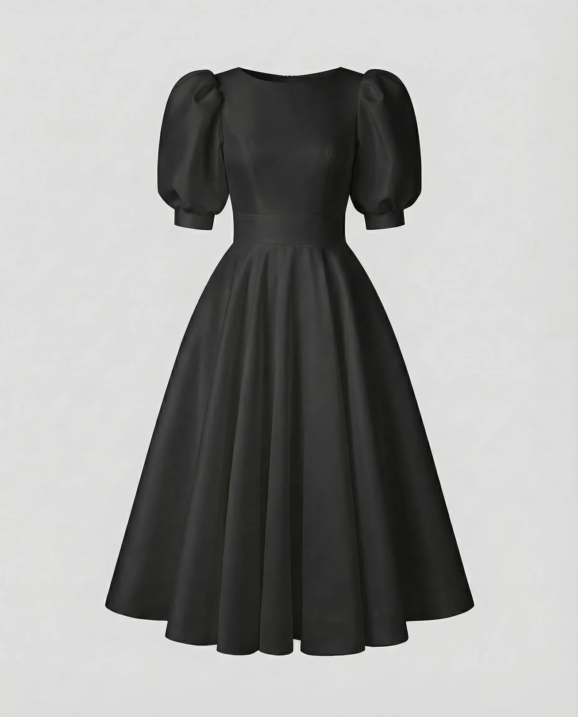 Damen Midikleid Elegant Puffärmel - Image 8