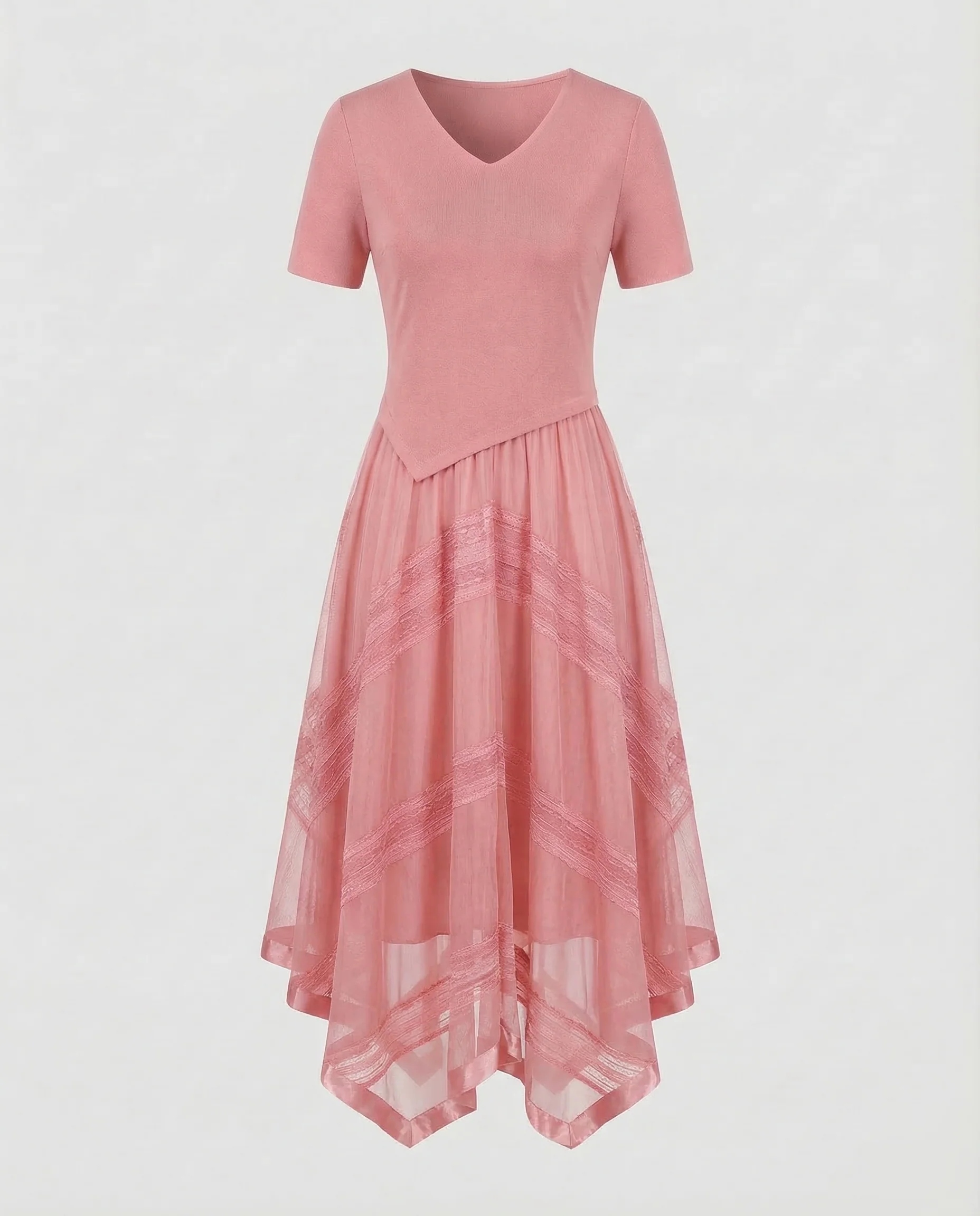 Damen Midikleid Strick Stufenrock - Image 6