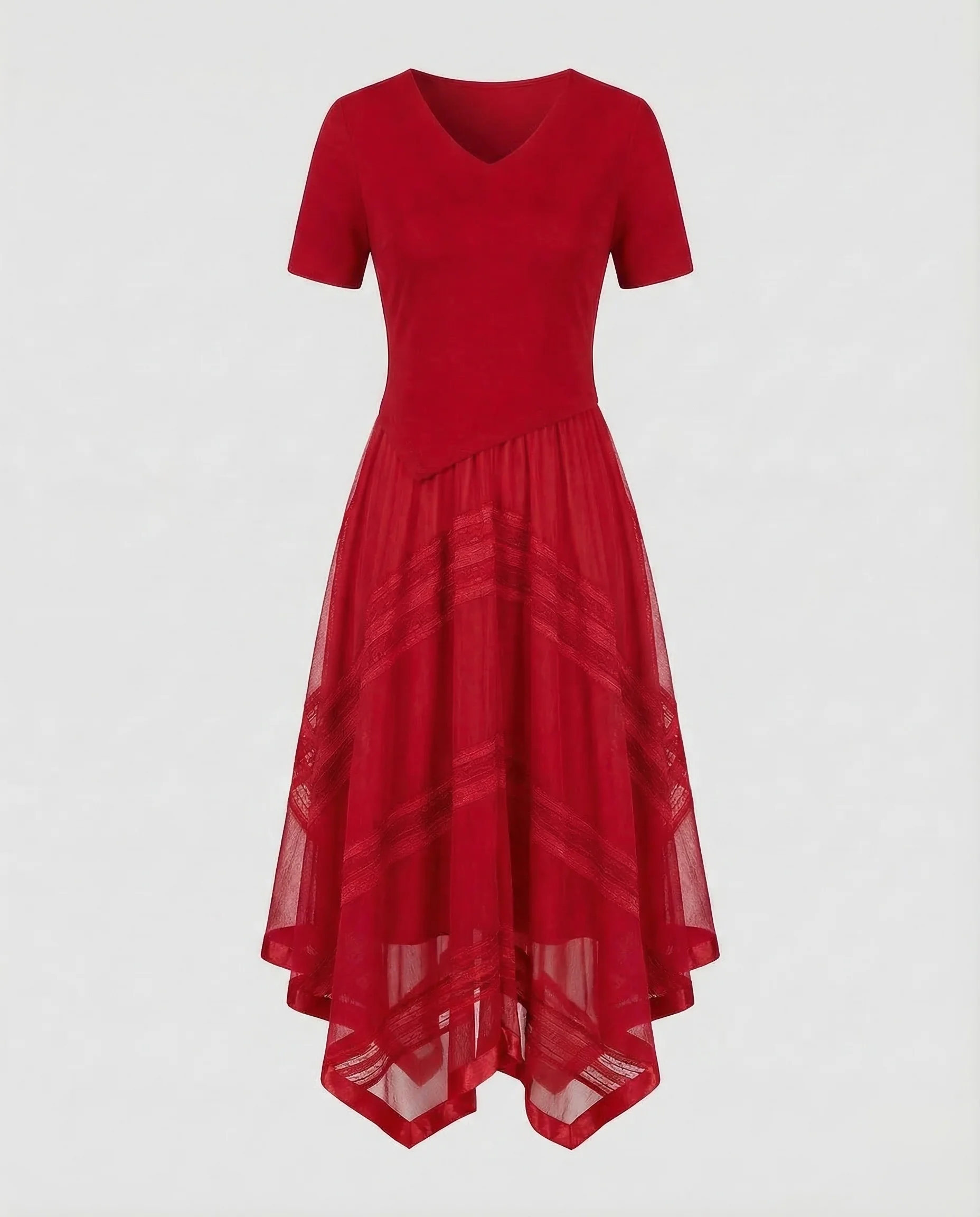 Damen Midikleid Strick Stufenrock - Image 7