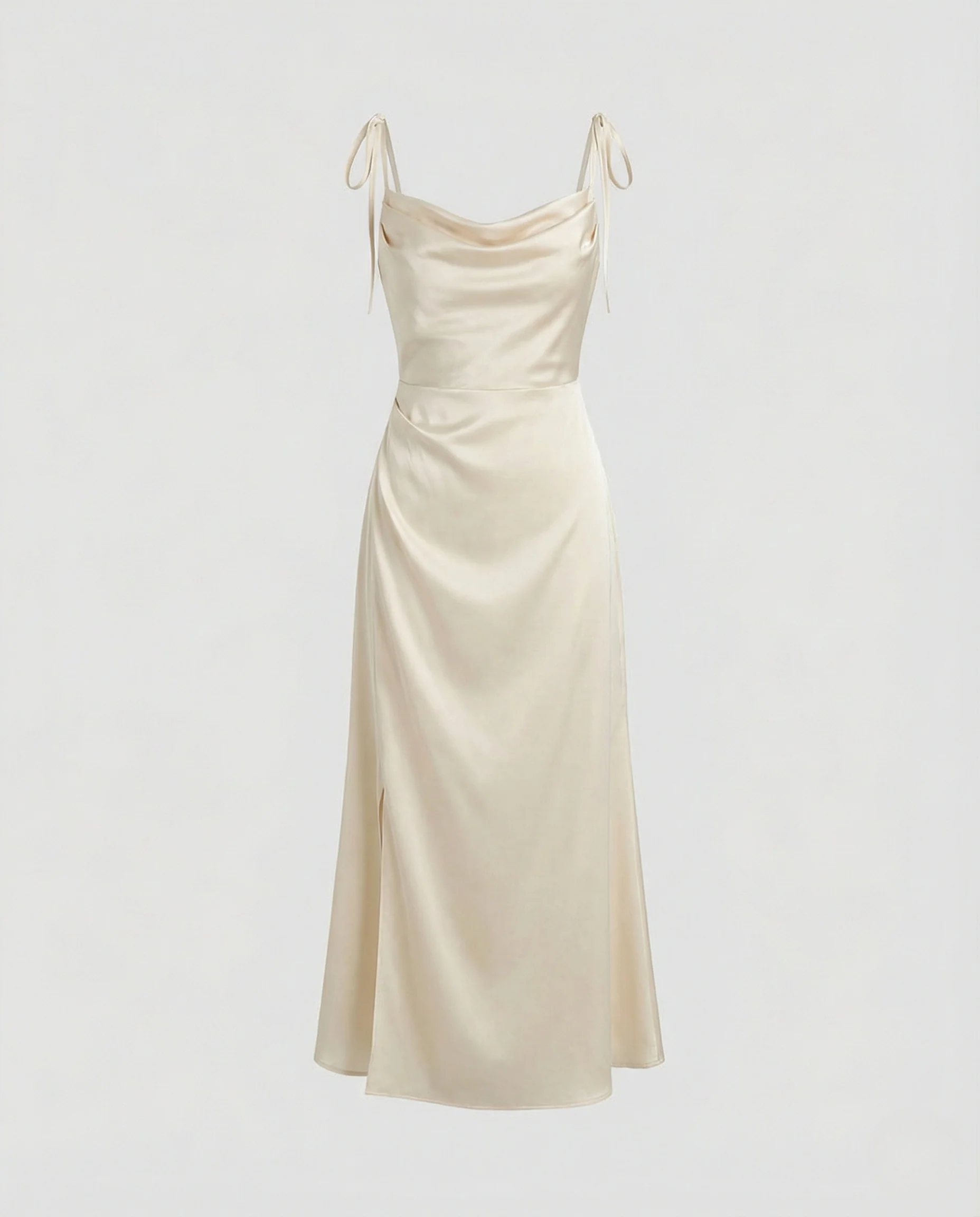 Damen Satin Abendkleid mit Wasserfallausschnitt - Image 5