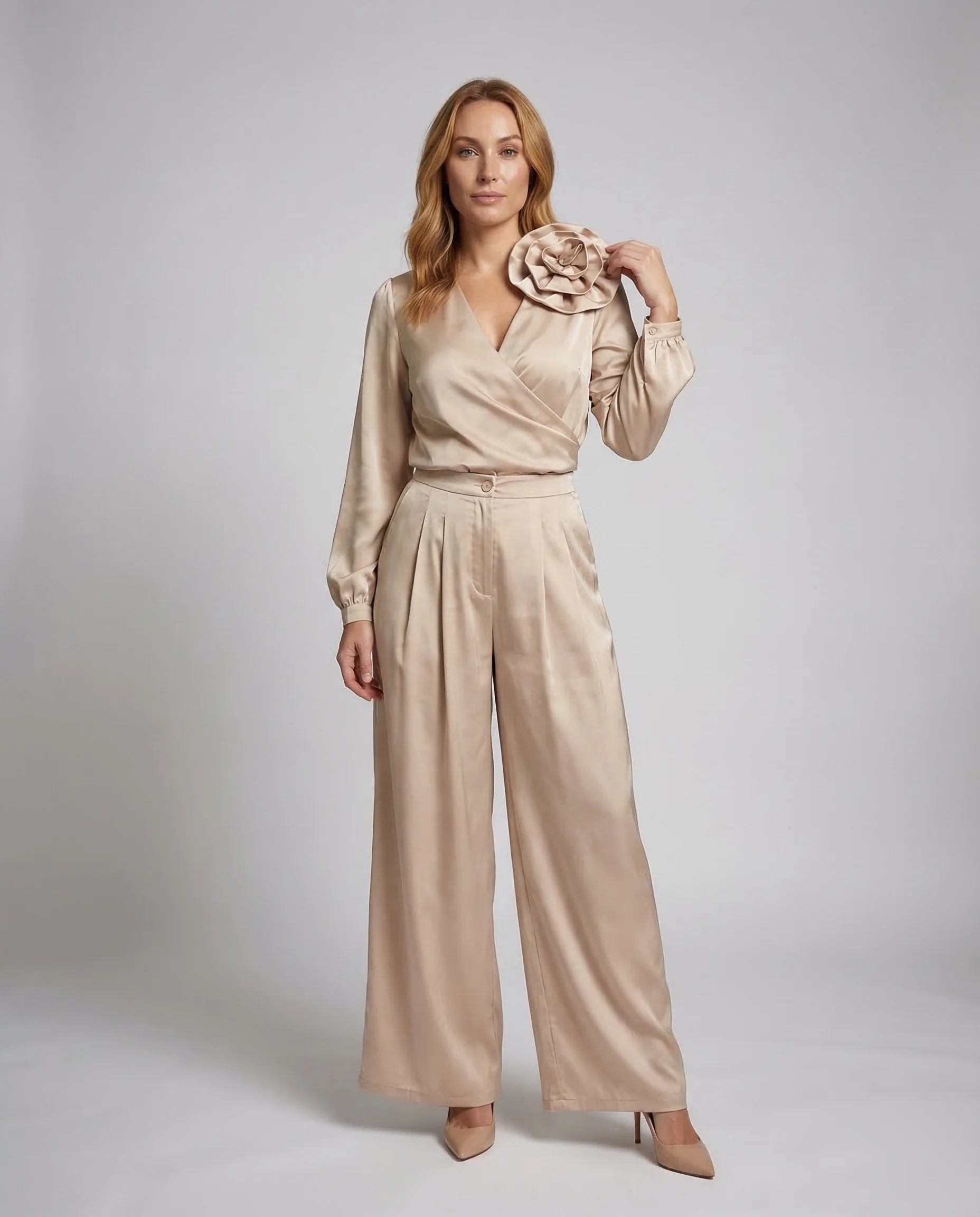 Damen Satin Zweiteiler Elegant