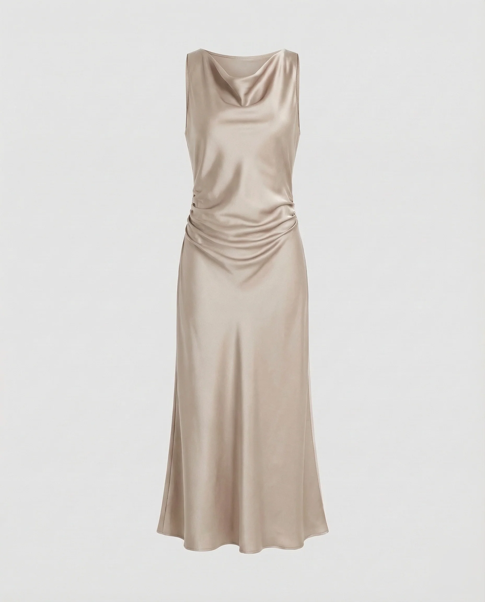 Damen Satin Maxikleid Wasserfall - Image 6
