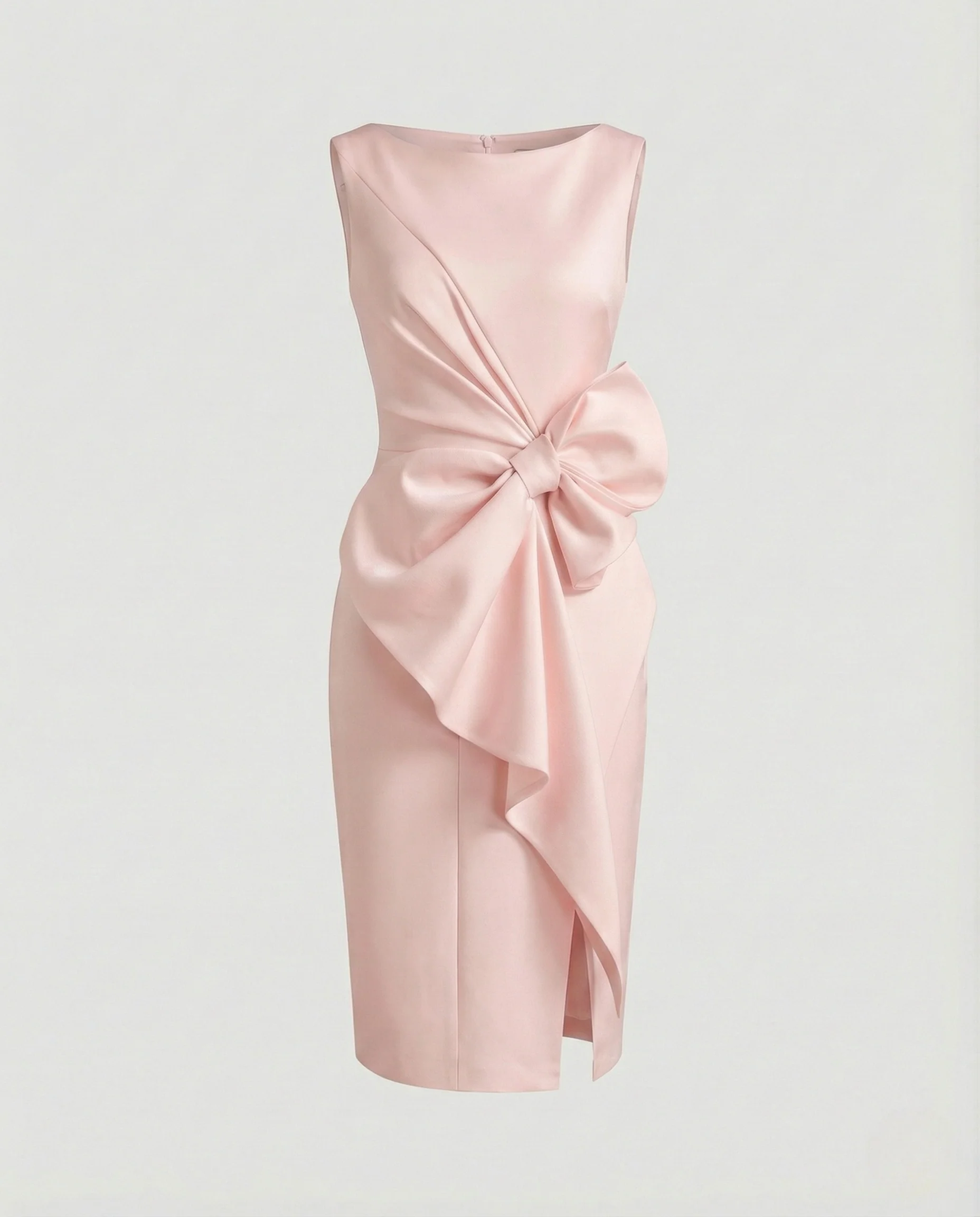 Satin Etuikleid Asymmetrisch Elegant Damen - Image 6