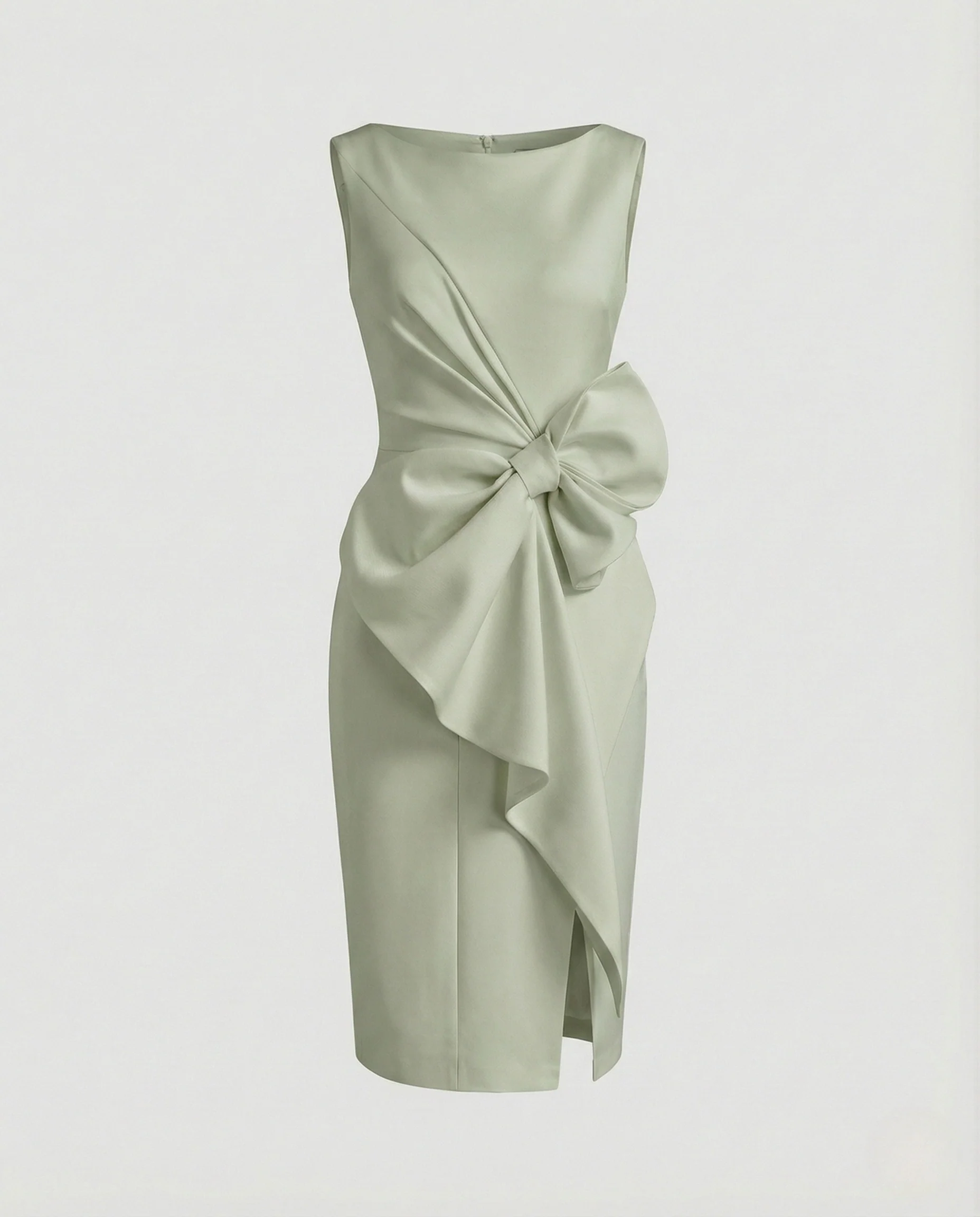 Satin Etuikleid Asymmetrisch Elegant Damen - Image 7