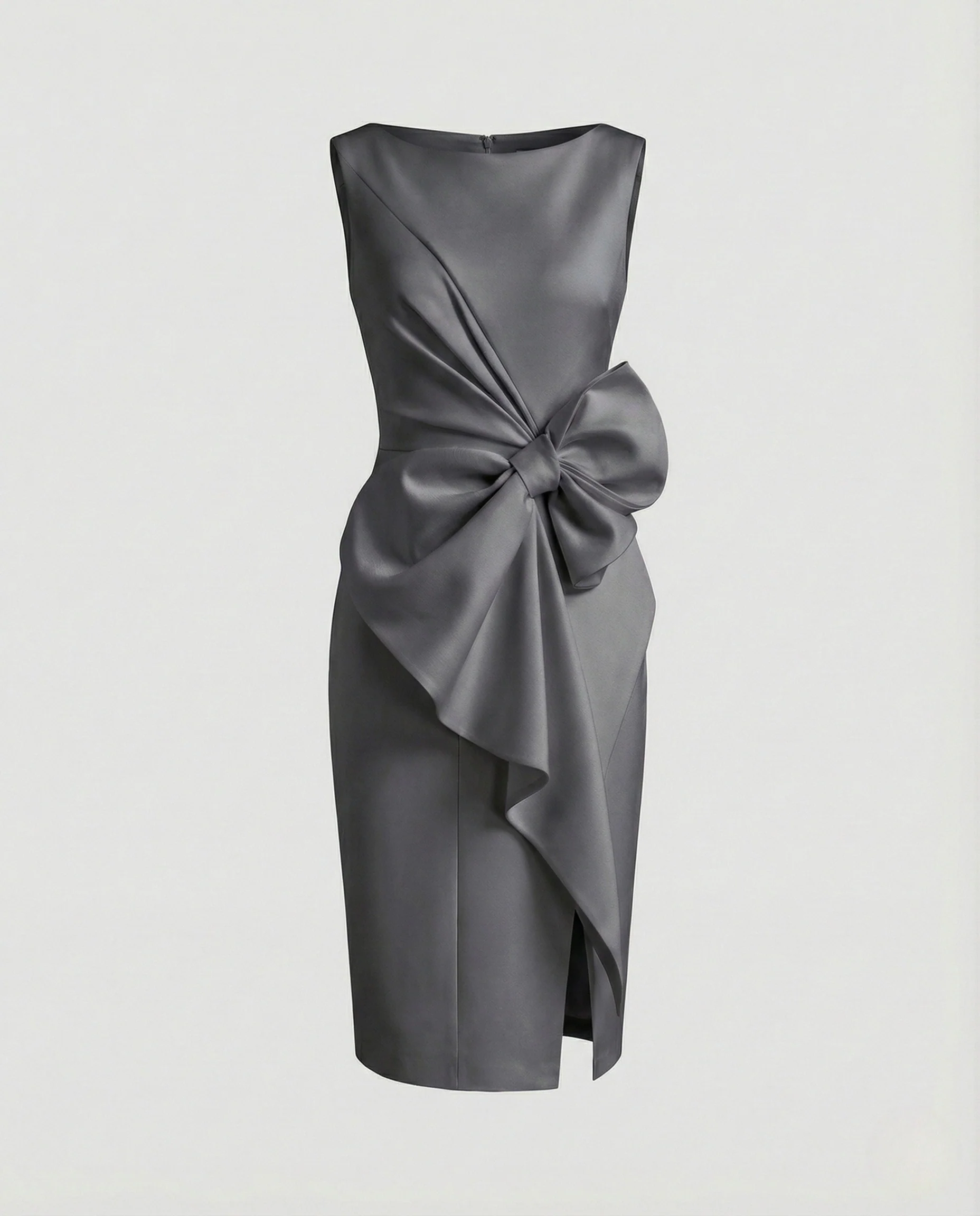 Satin Etuikleid Asymmetrisch Elegant Damen - Image 9