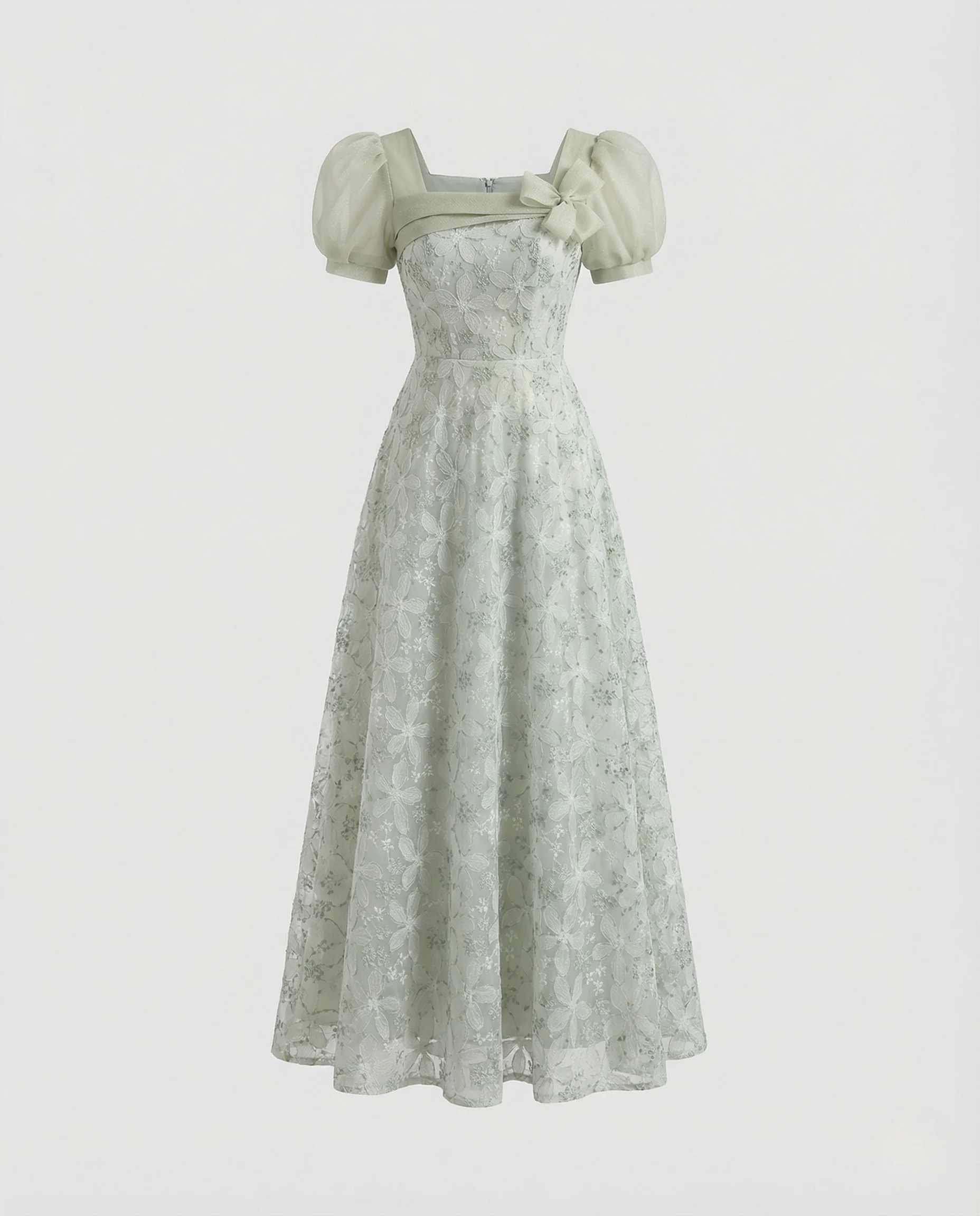 Damen Spitzen Abendkleid mit Puffärmeln - Image 5