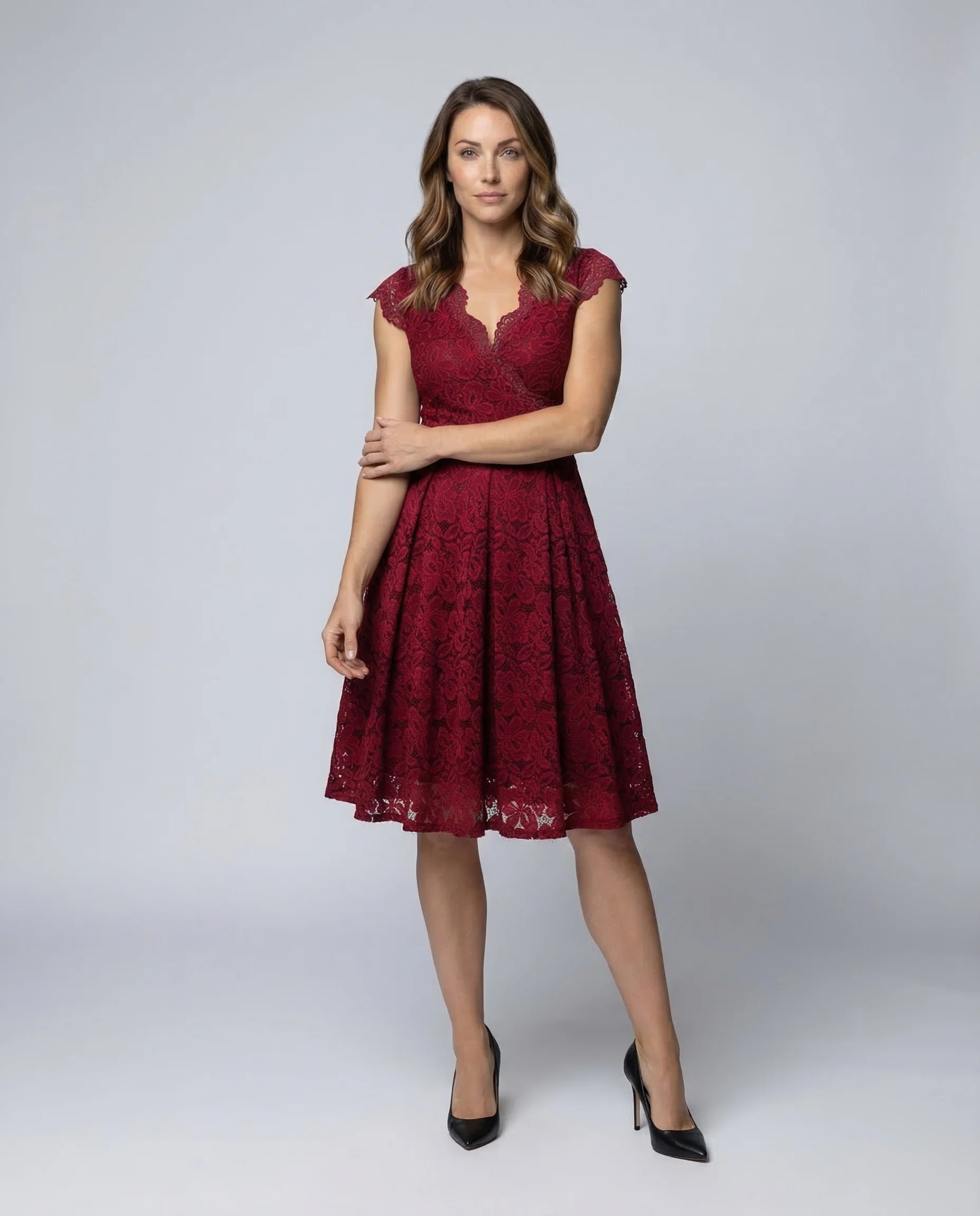 Damen Spitzenkleid A Linie
