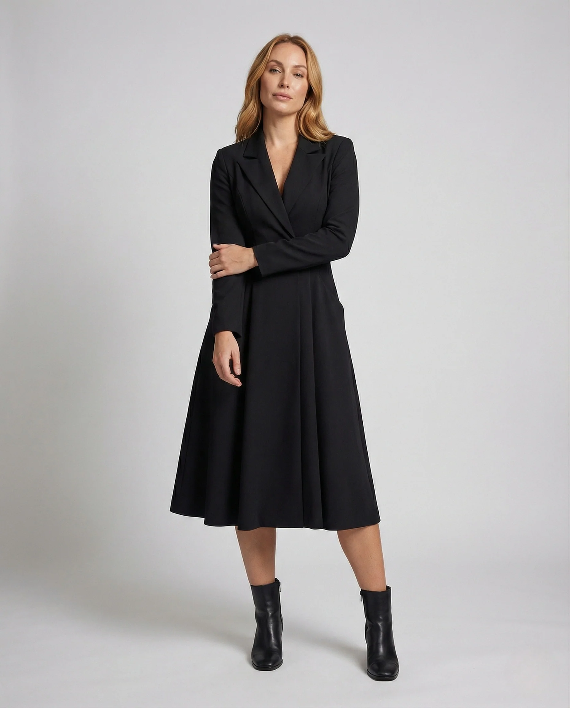 Damen Blazer Kleid Tailliert mit Revers