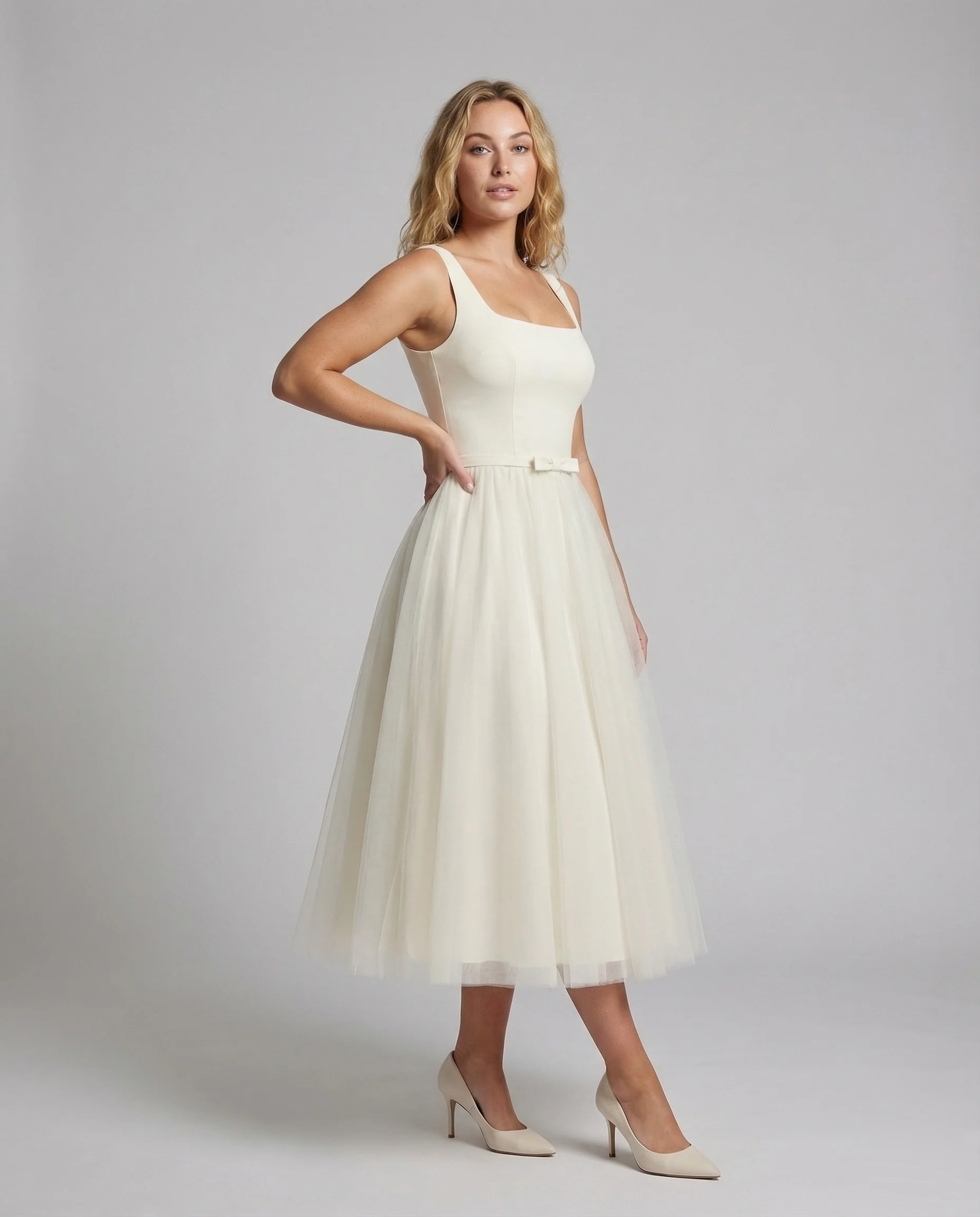 Damen Träger Abendkleid mit Tüllrock