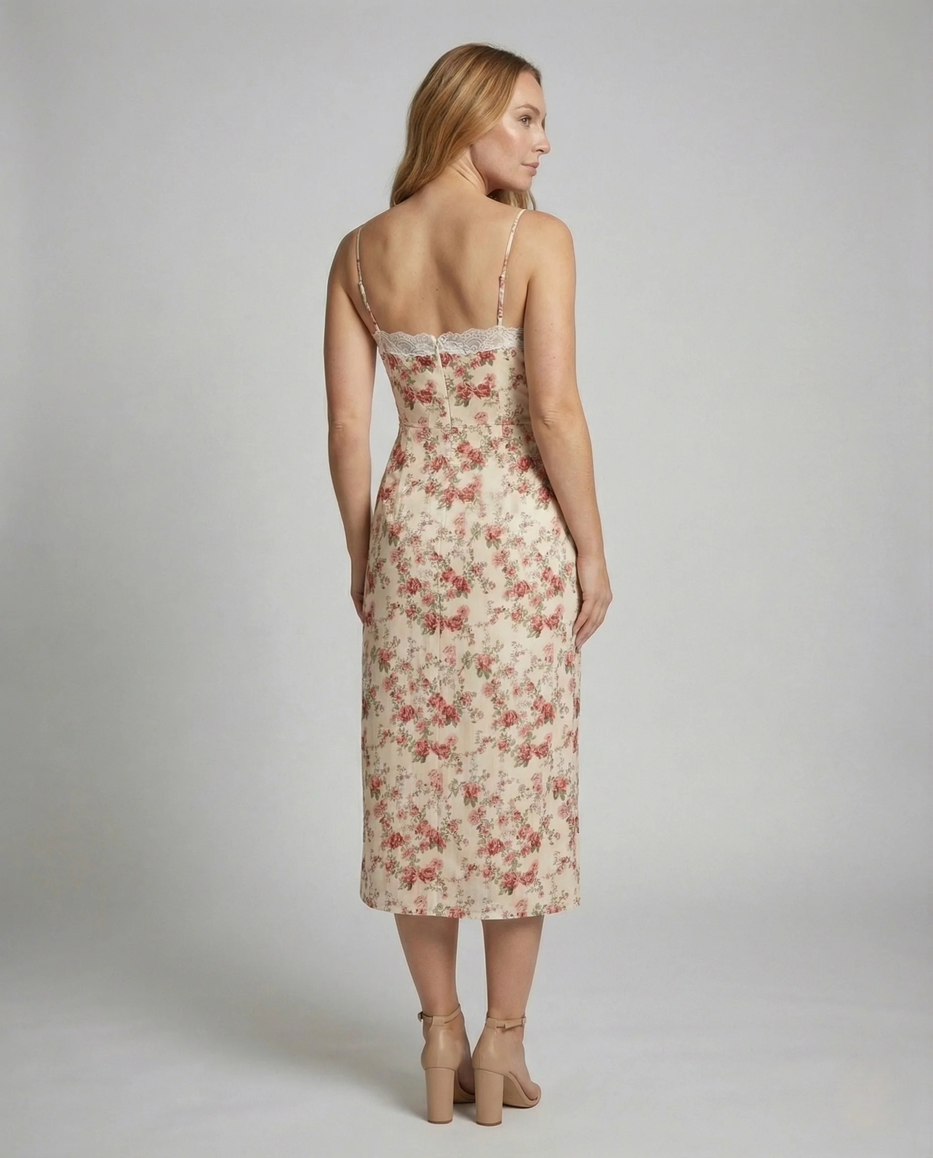 Damen Trägerloses Midikleid mit Schlitz - Image 4