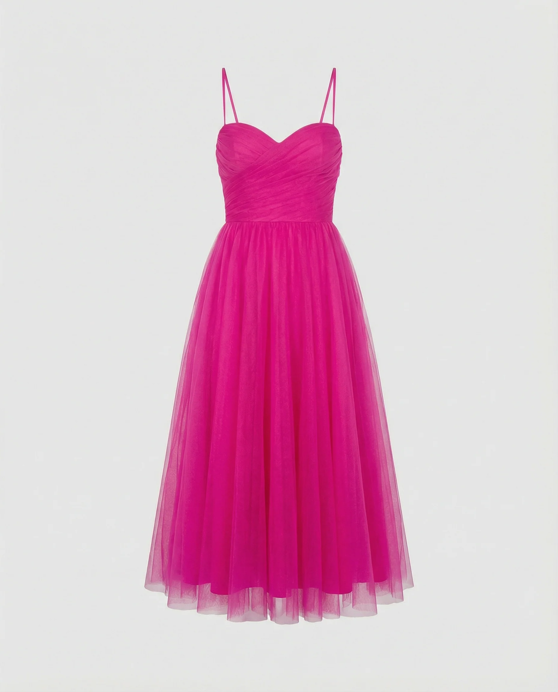 Damen Tüll Maxikleid mit Herz Ausschnitt