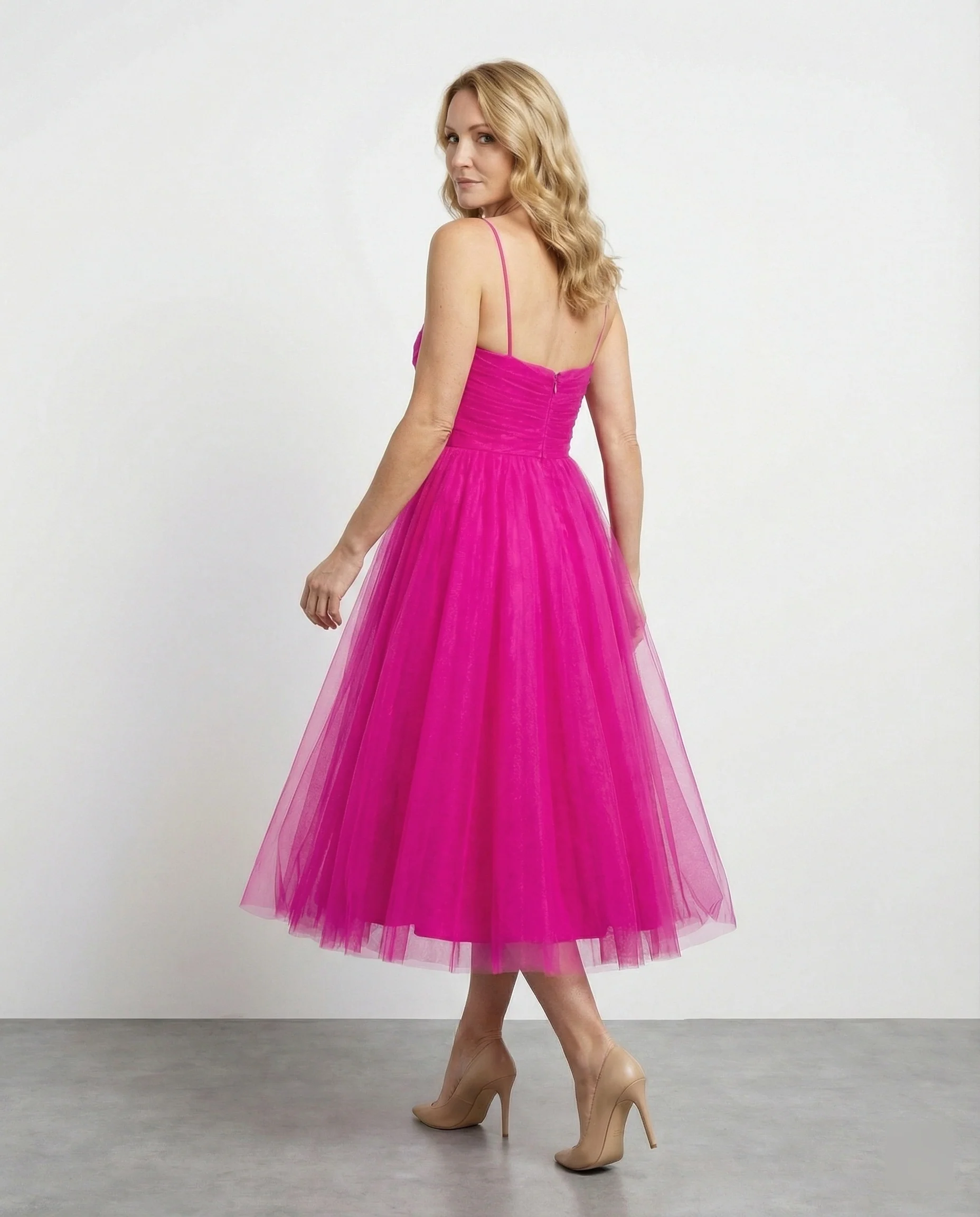 Damen Tüll Maxikleid mit Herz Ausschnitt - Image 2