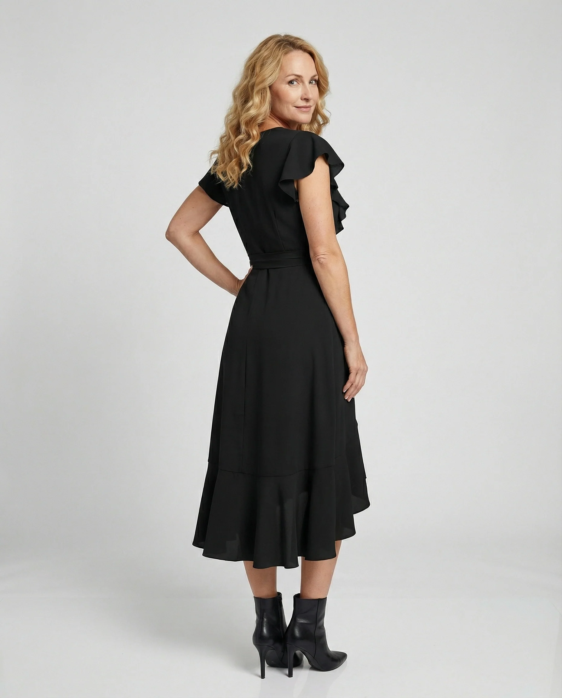 Damen Wickelkleid elegant mit Volants - Image 4