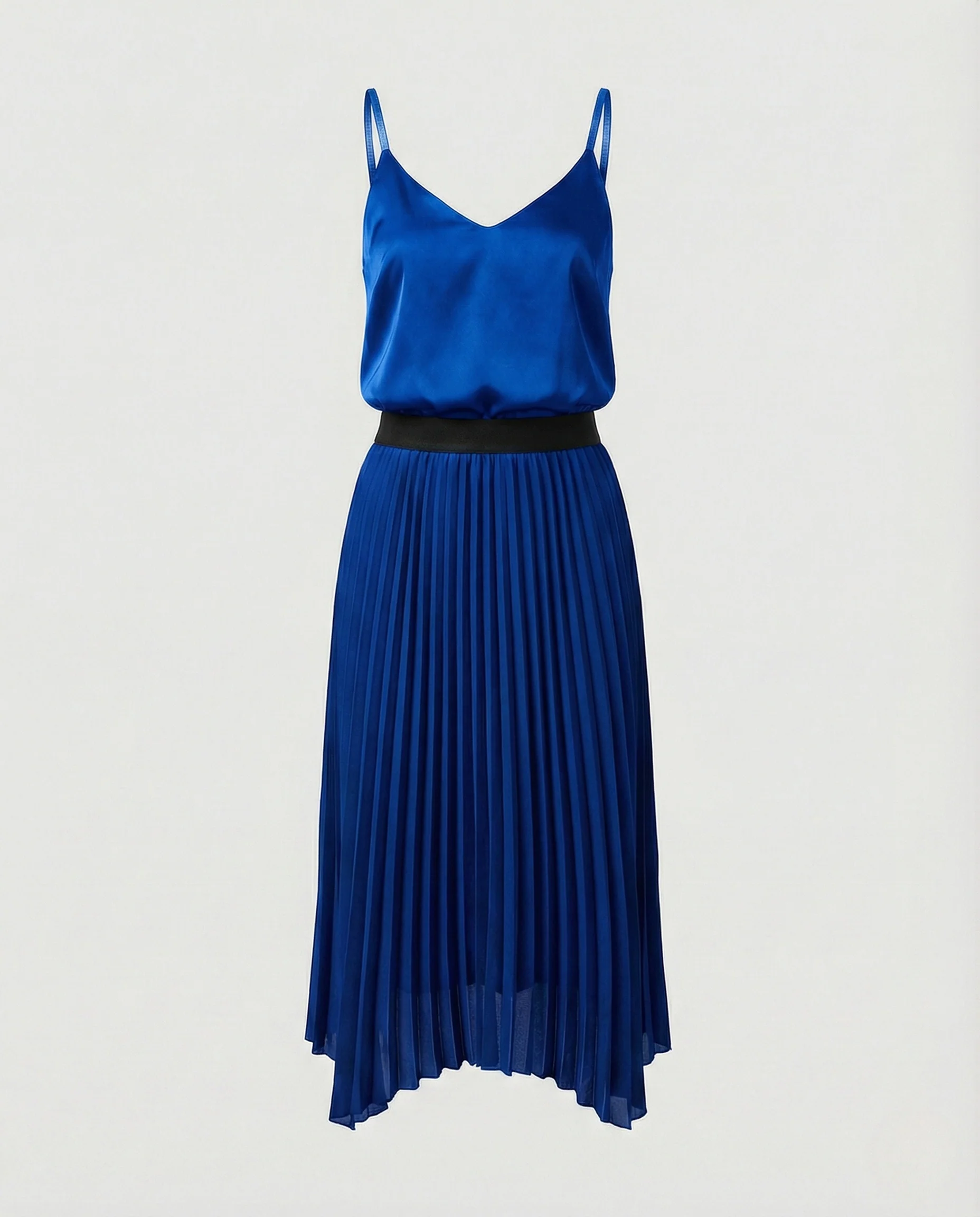 Damen Zweiteiliges Satin-Top mit plissiertem Midirock - Image 7