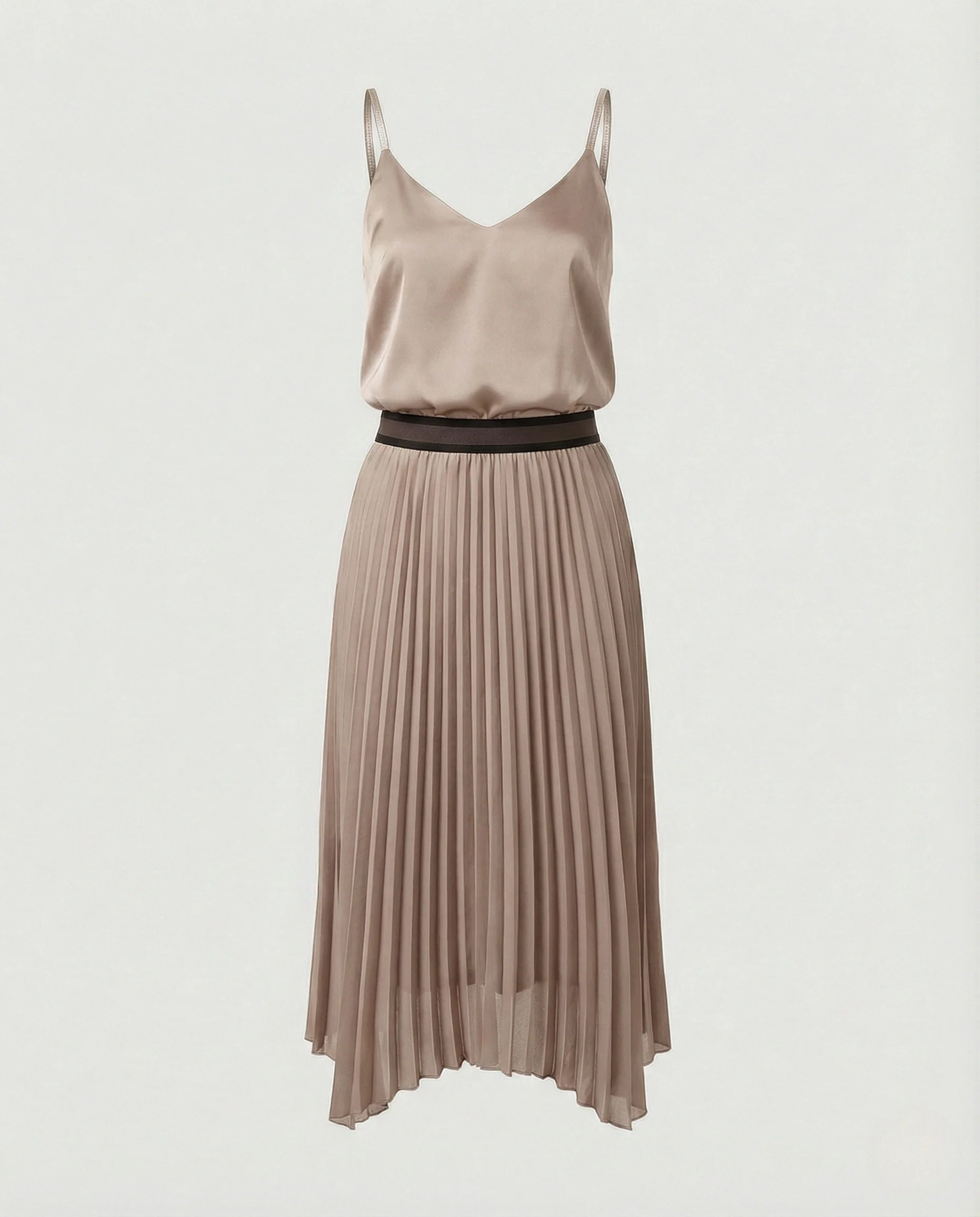 Damen Zweiteiliges Satin-Top mit plissiertem Midirock - Image 8