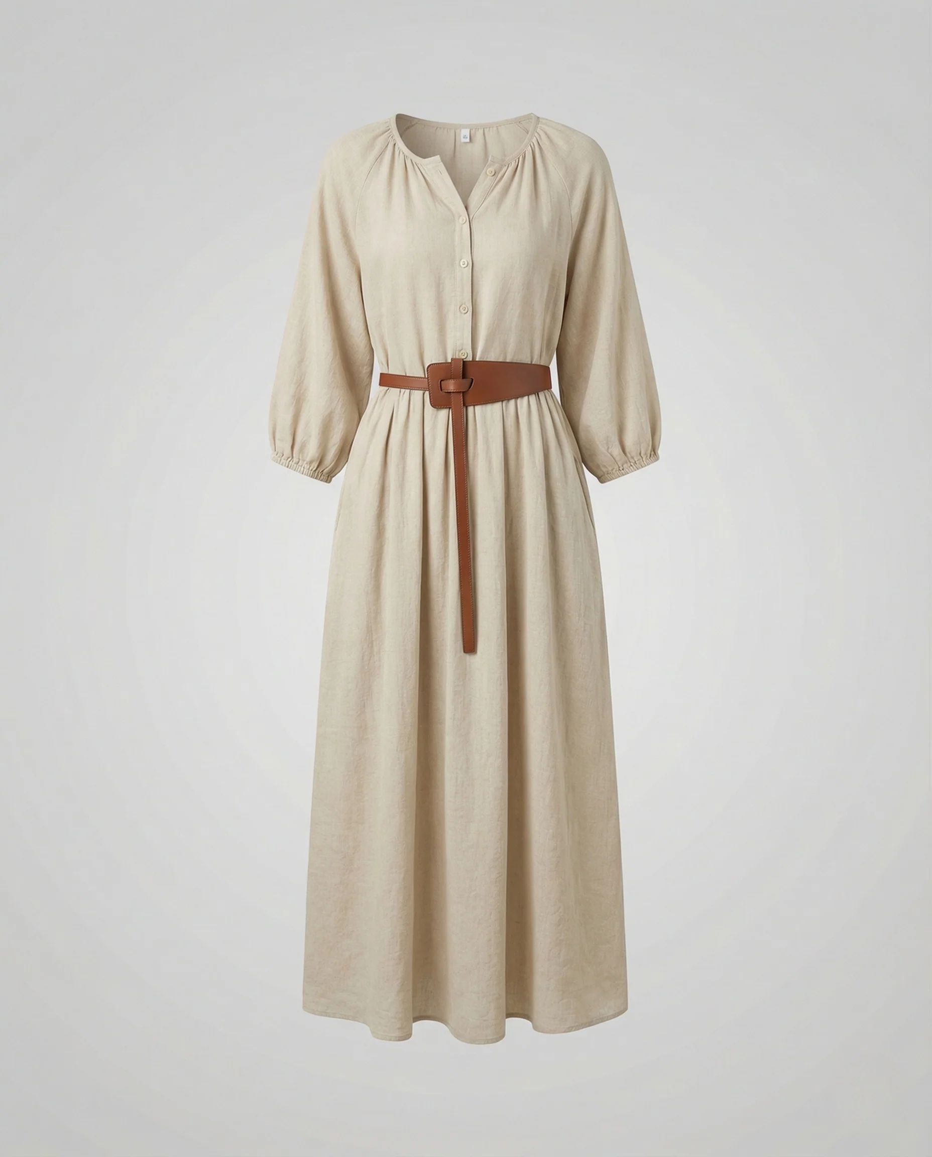 Damen Baumwoll Maxikleid mit Ballonärmeln - Image 5