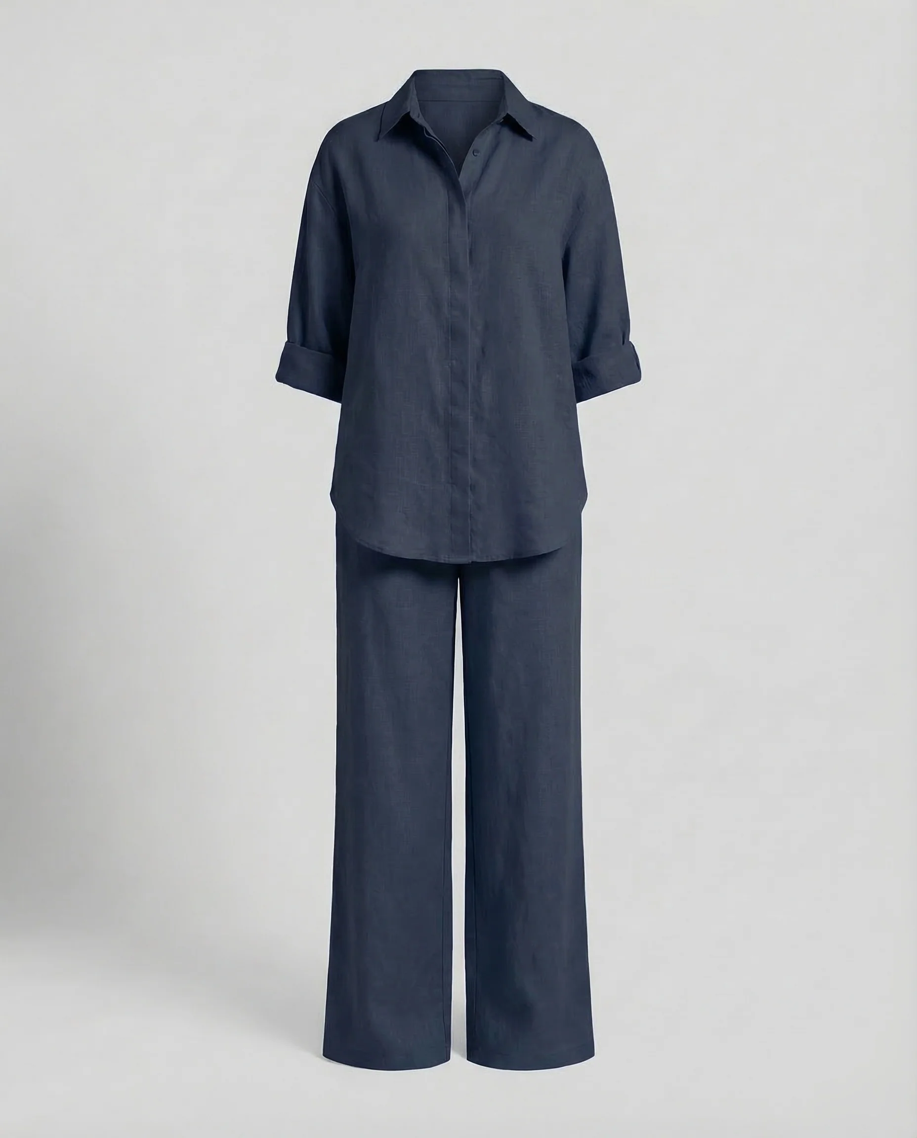 Damen Leinen Set Hemd Hose - Image 5