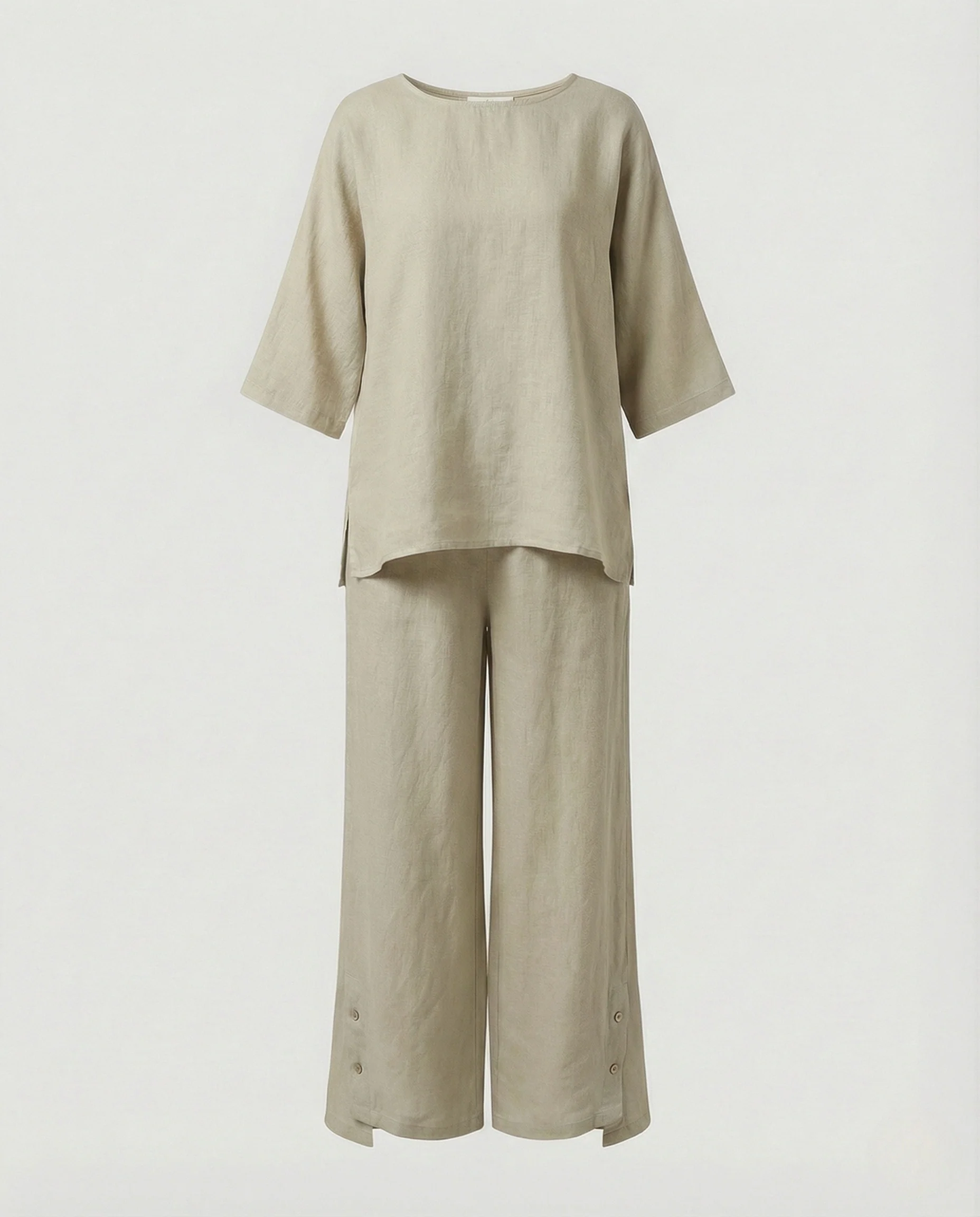 Damen Zweiteiler Set Leinen Palazzo - Image 6