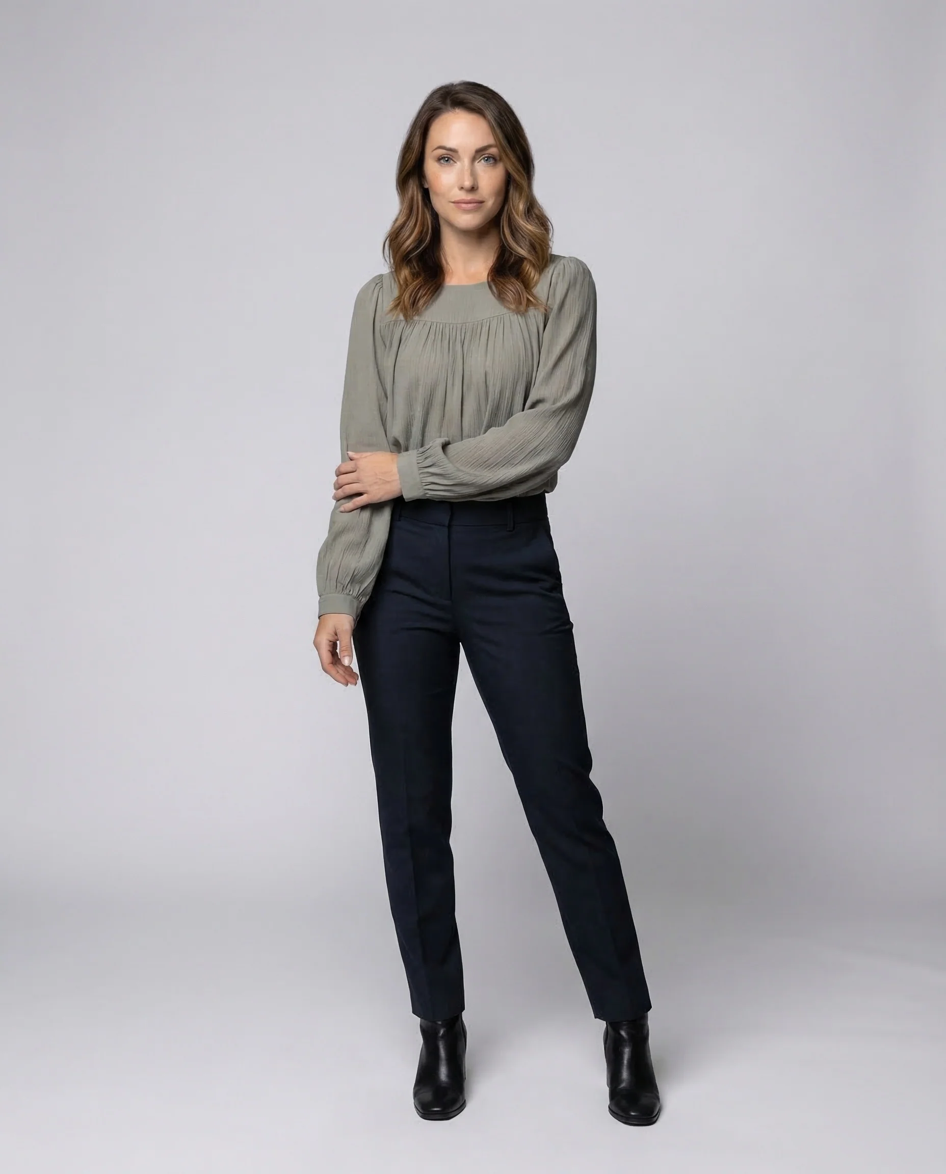 Damen Faltenbluse Quadratisch