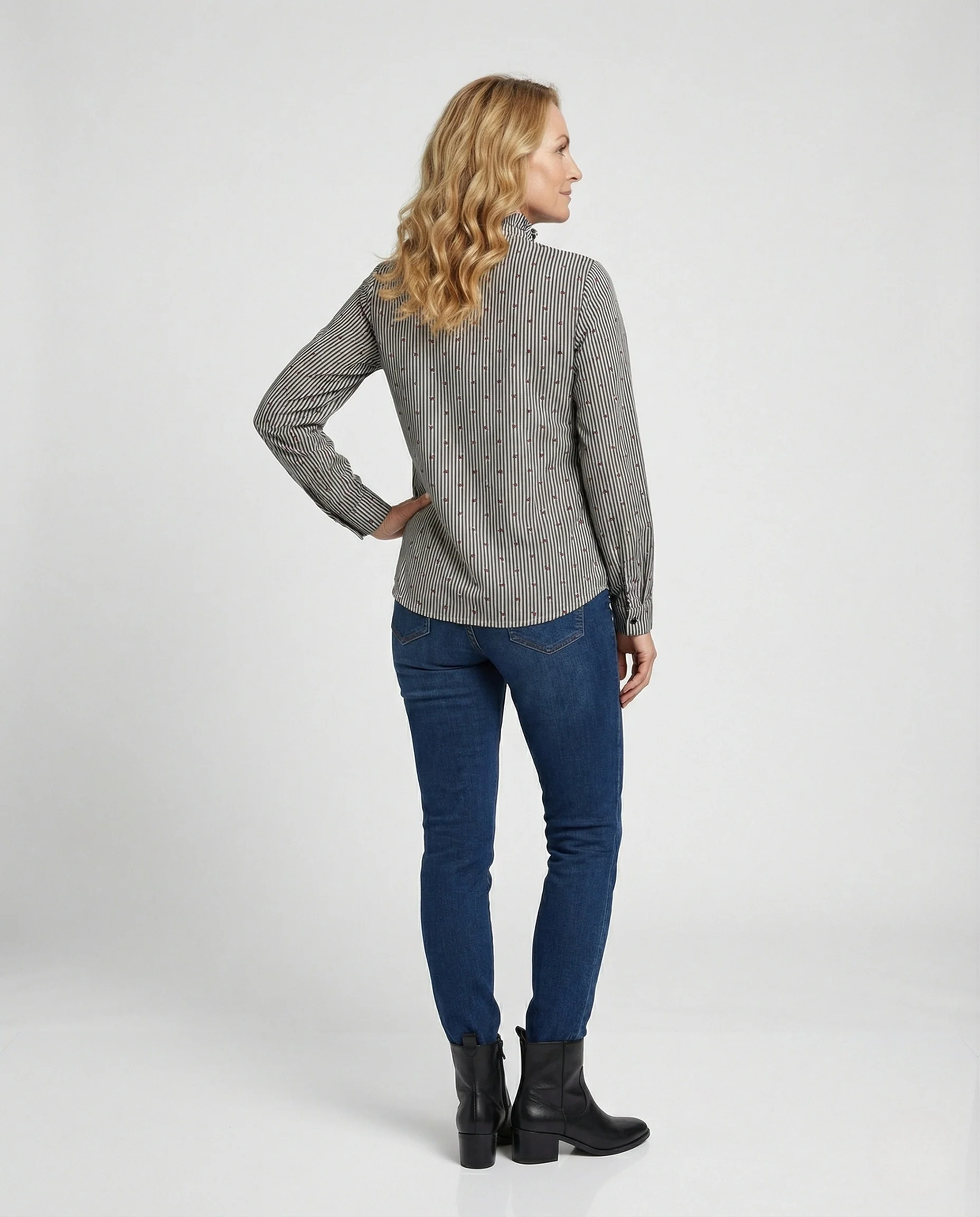 Damen Bluse Volant gestreift elegant - Image 3