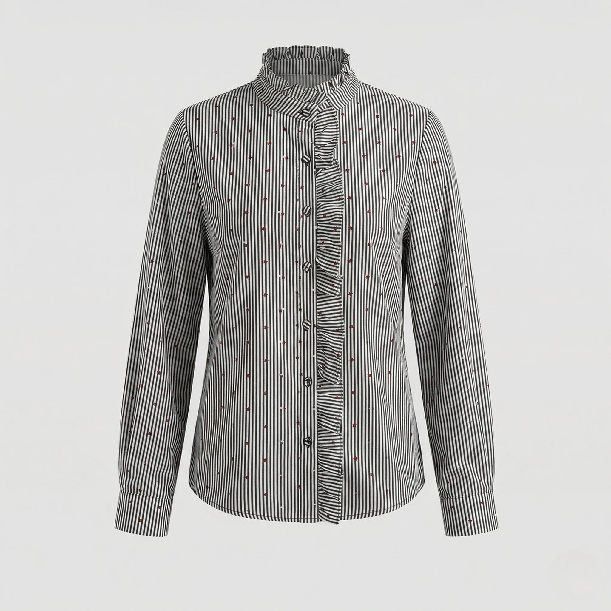 Damen Bluse Volant gestreift elegant - Image 4