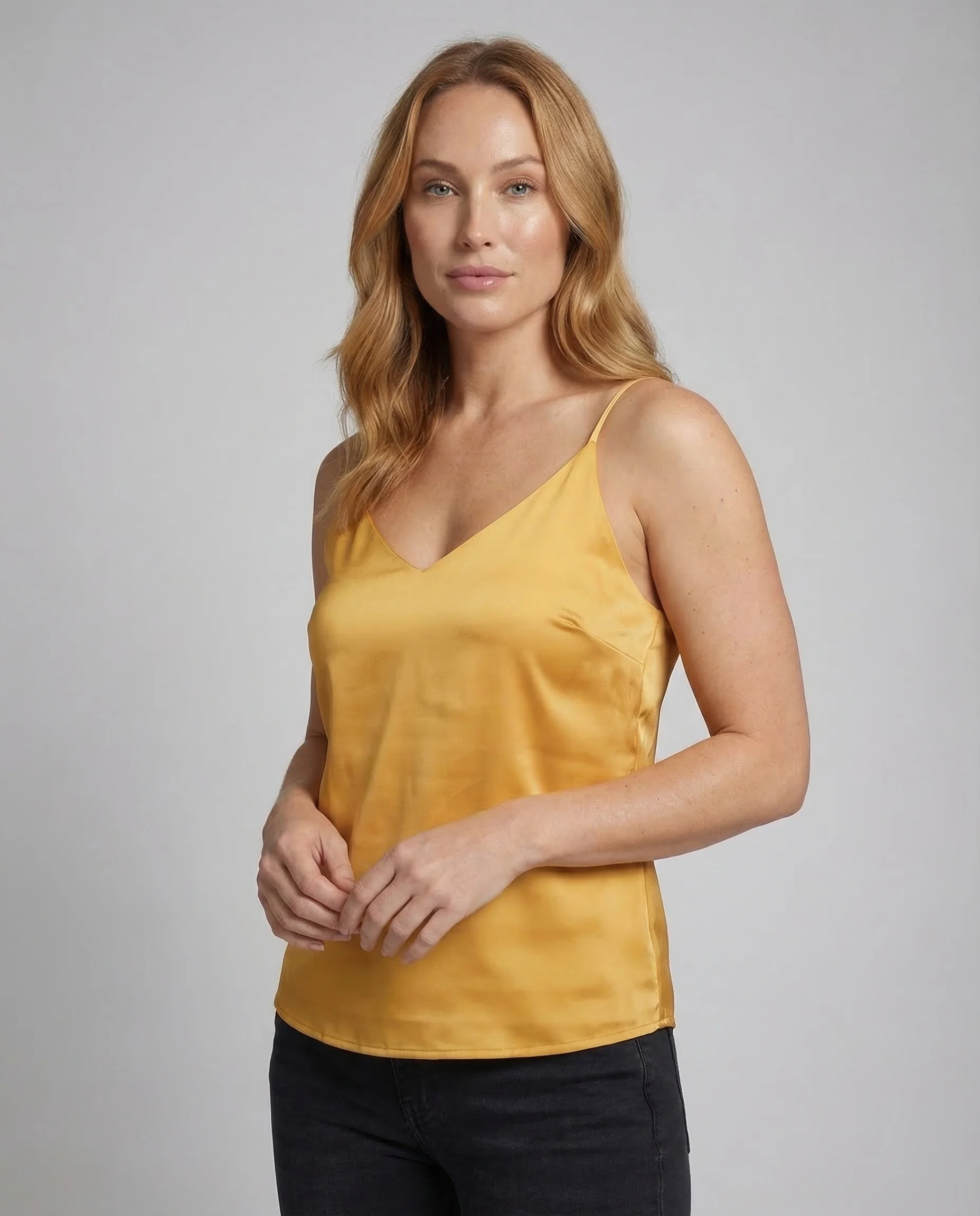 Damen Satin Top V Ausschnitt - Image 2