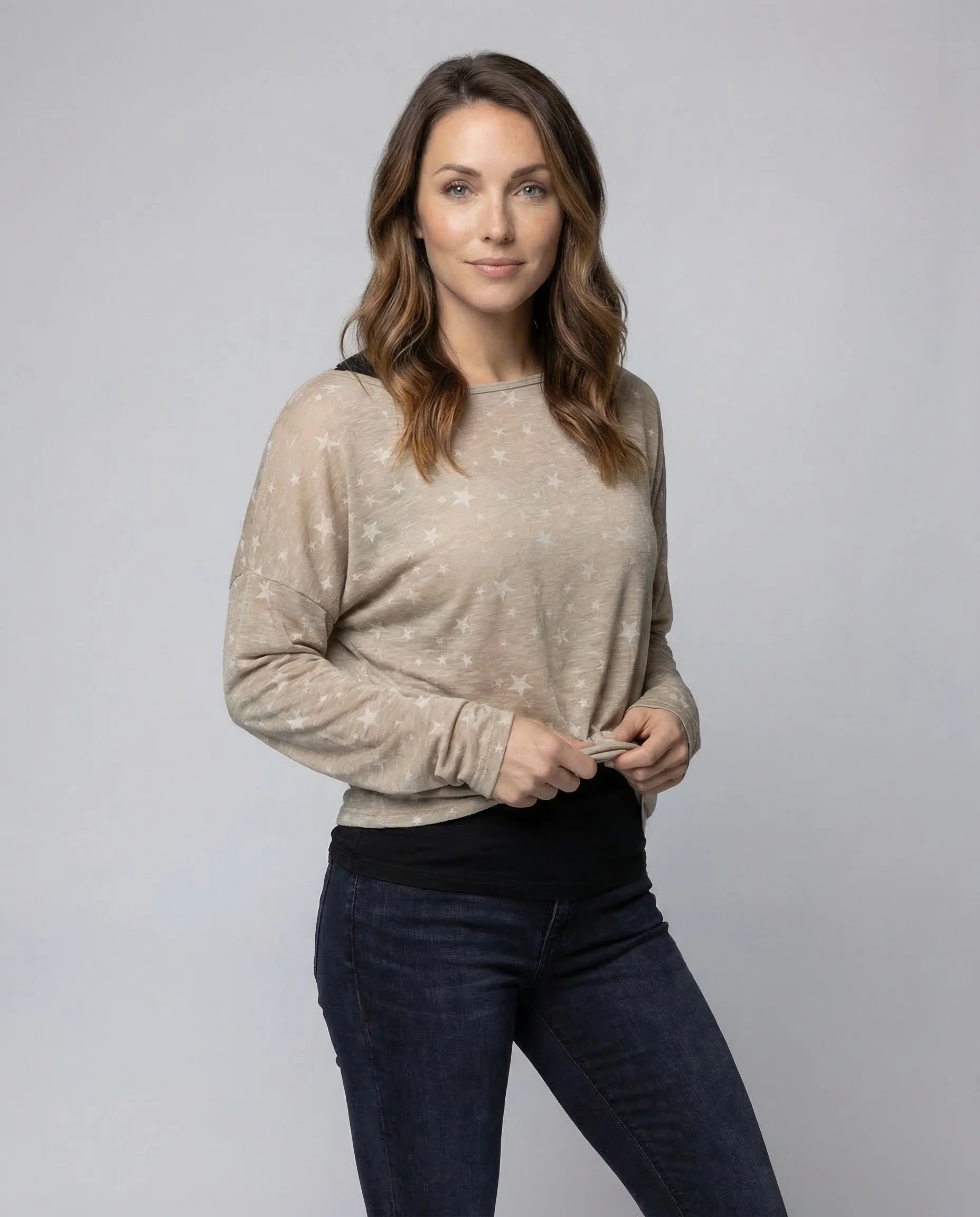 Damen Feinstrick Shirt Sterne - Image 2