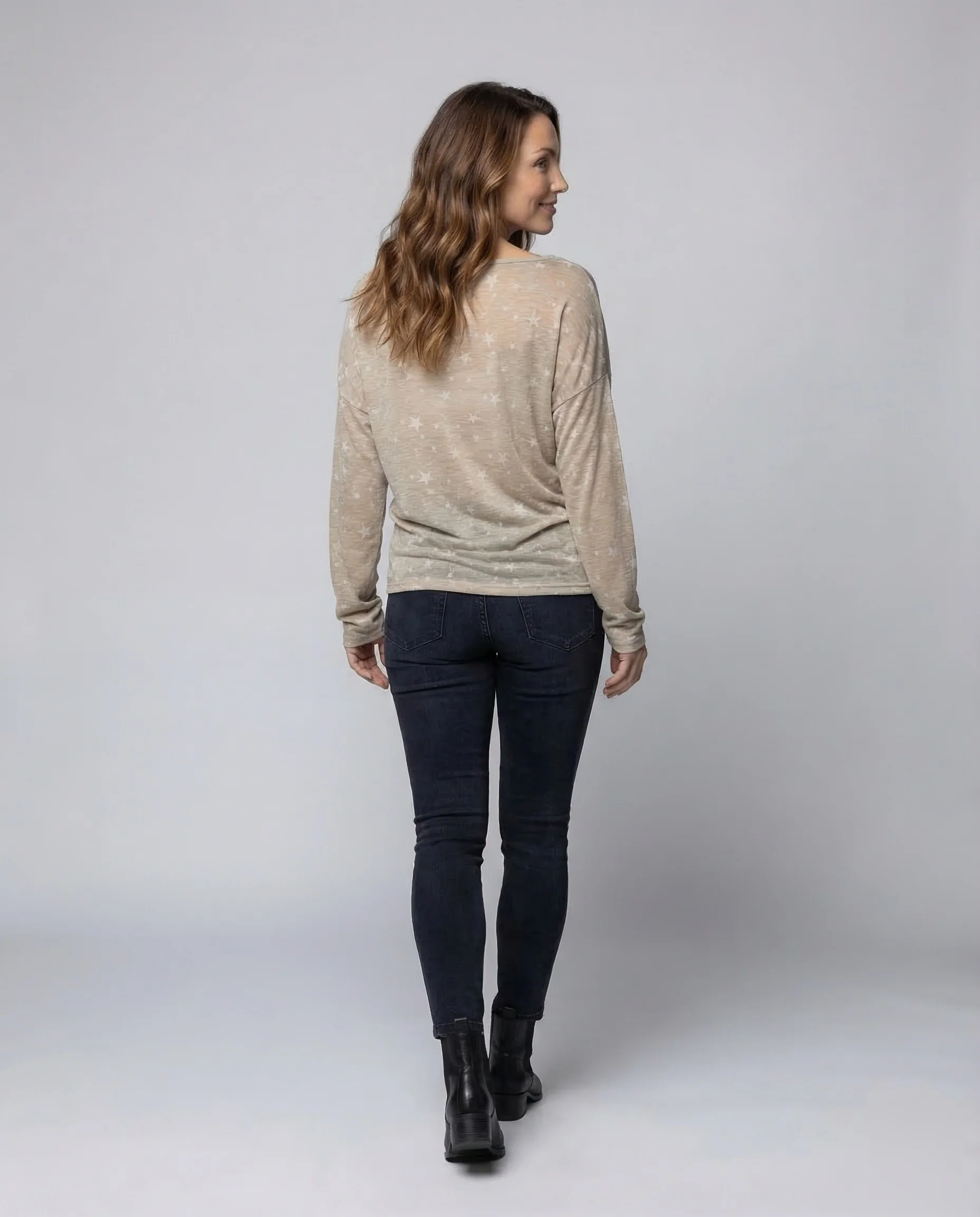 Damen Feinstrick Shirt Sterne - Image 4