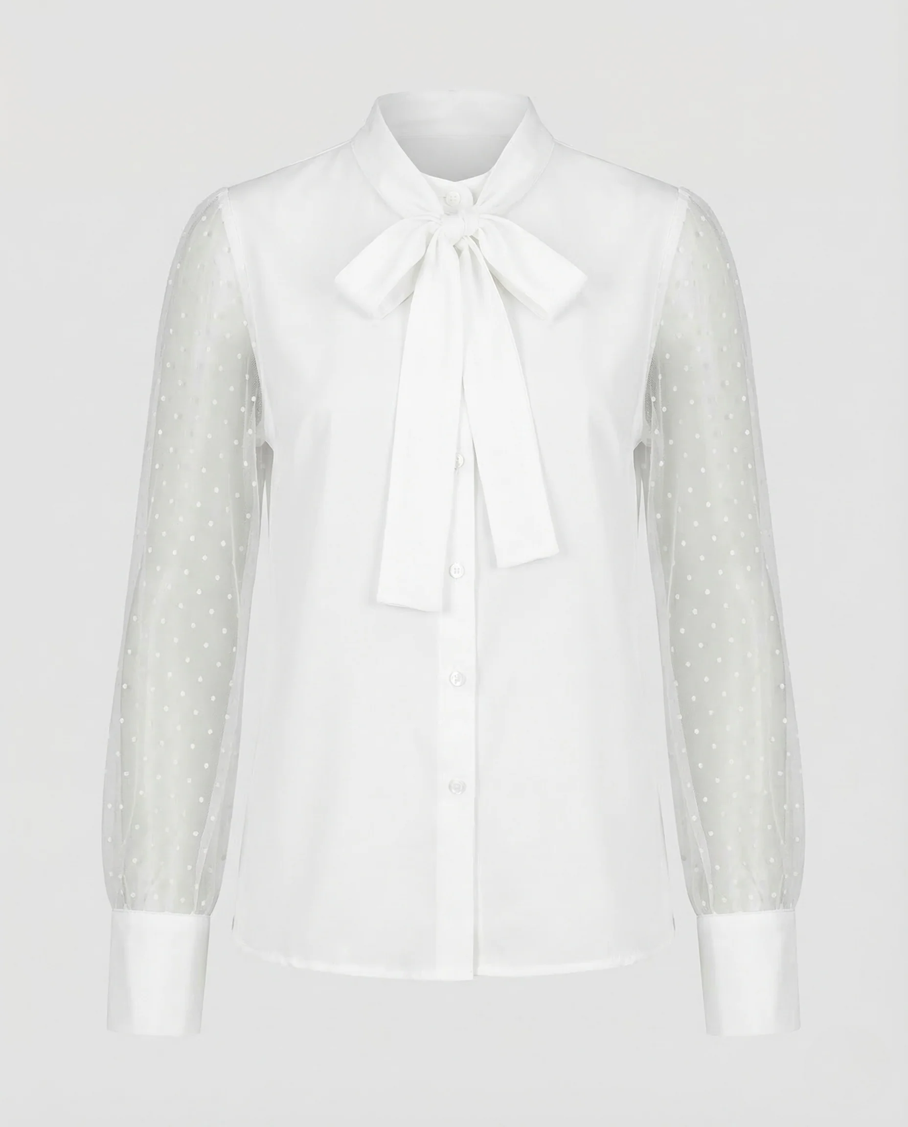 Damen Chiffonbluse Schleifenkragen Perlen - Image 5