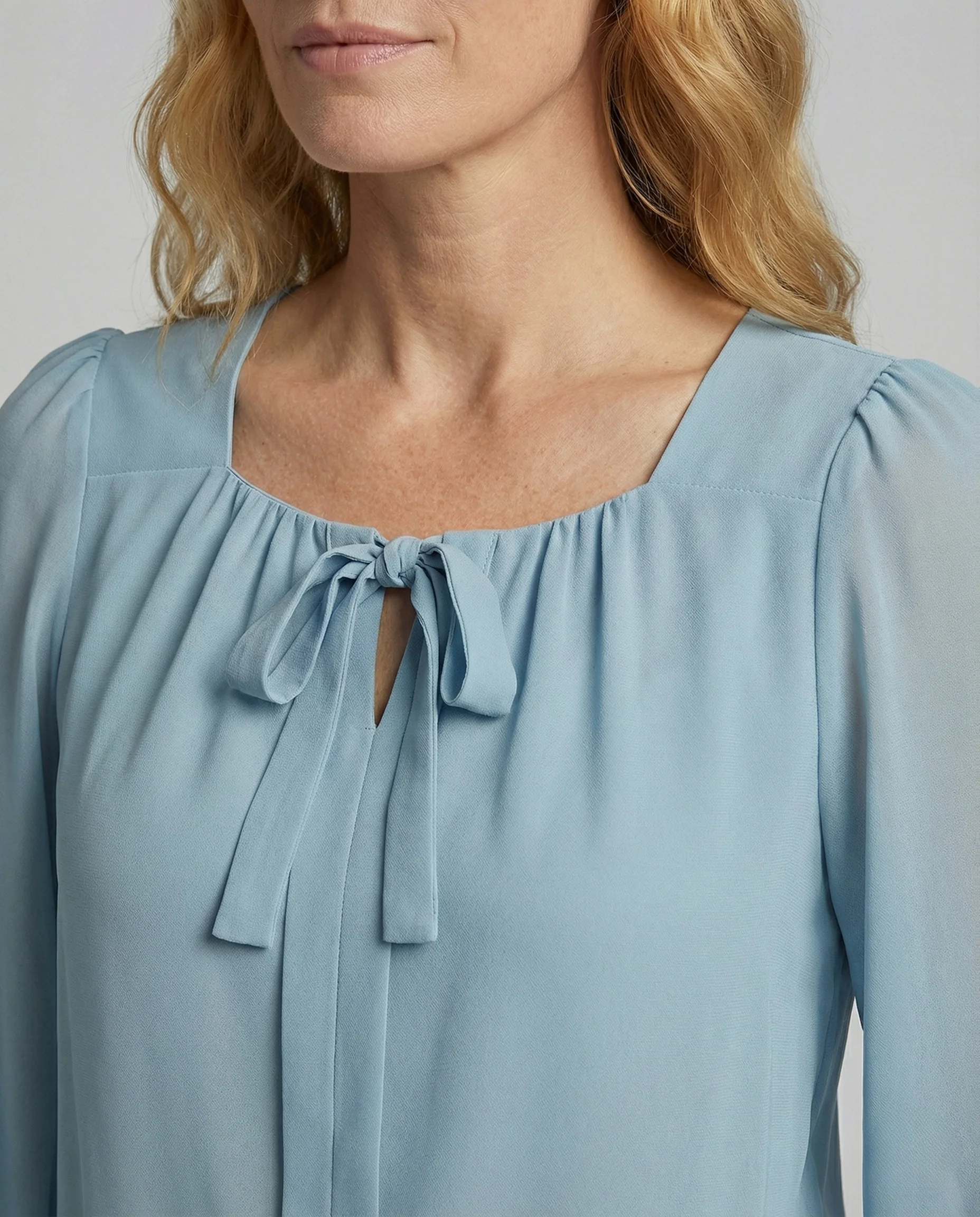 Damen Satin Schluppenbluse mit 3/4 Ballonärmeln - Image 4