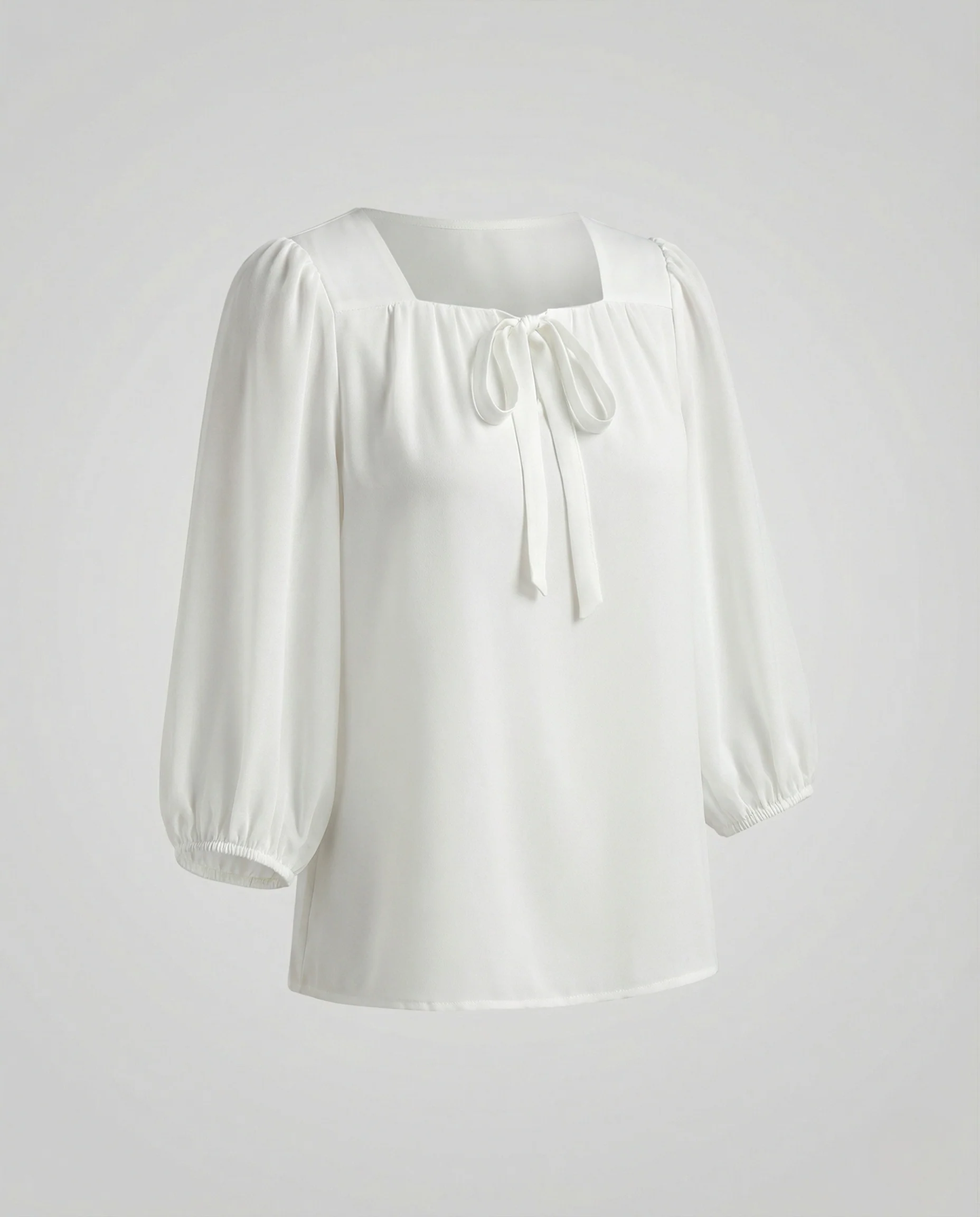 Damen Satin Schluppenbluse mit 3/4 Ballonärmeln - Image 6
