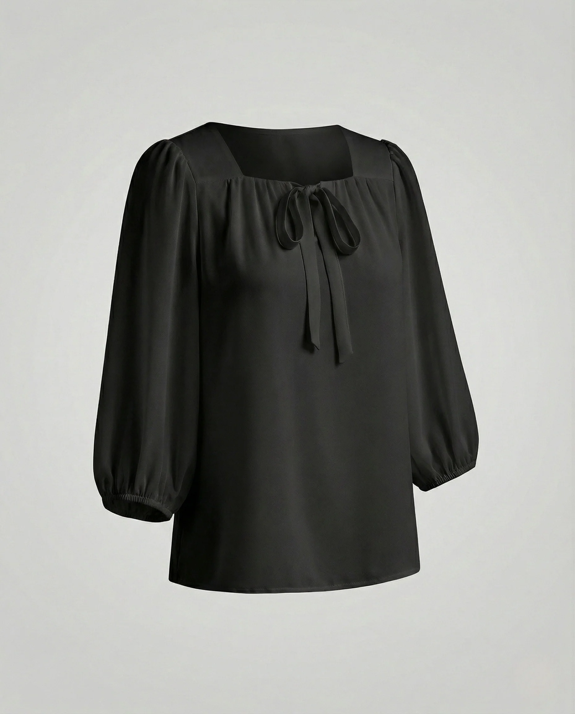 Damen Satin Schluppenbluse mit 3/4 Ballonärmeln - Image 7