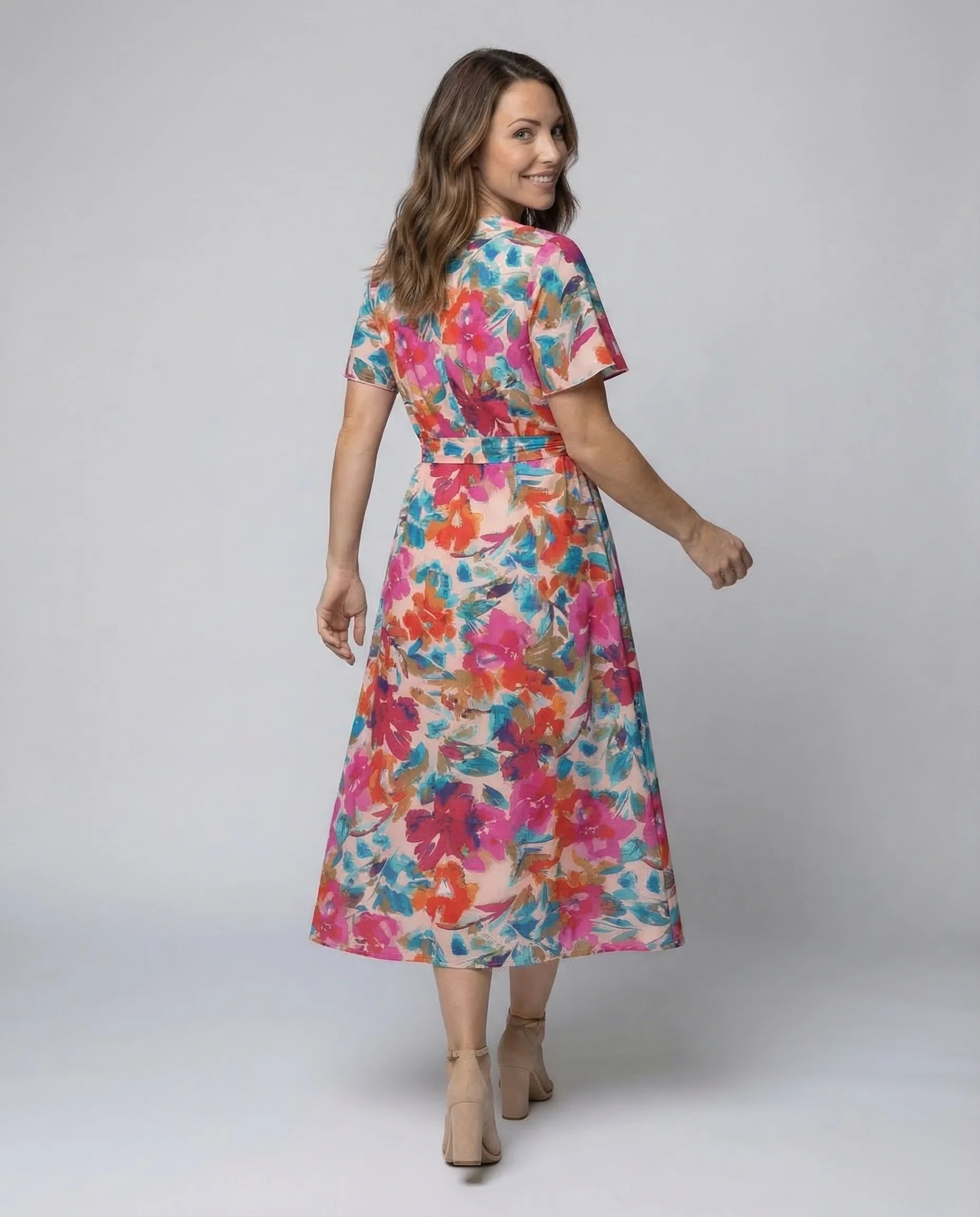 Freizeitkleid Damen Midikleid Kimono - Image 4