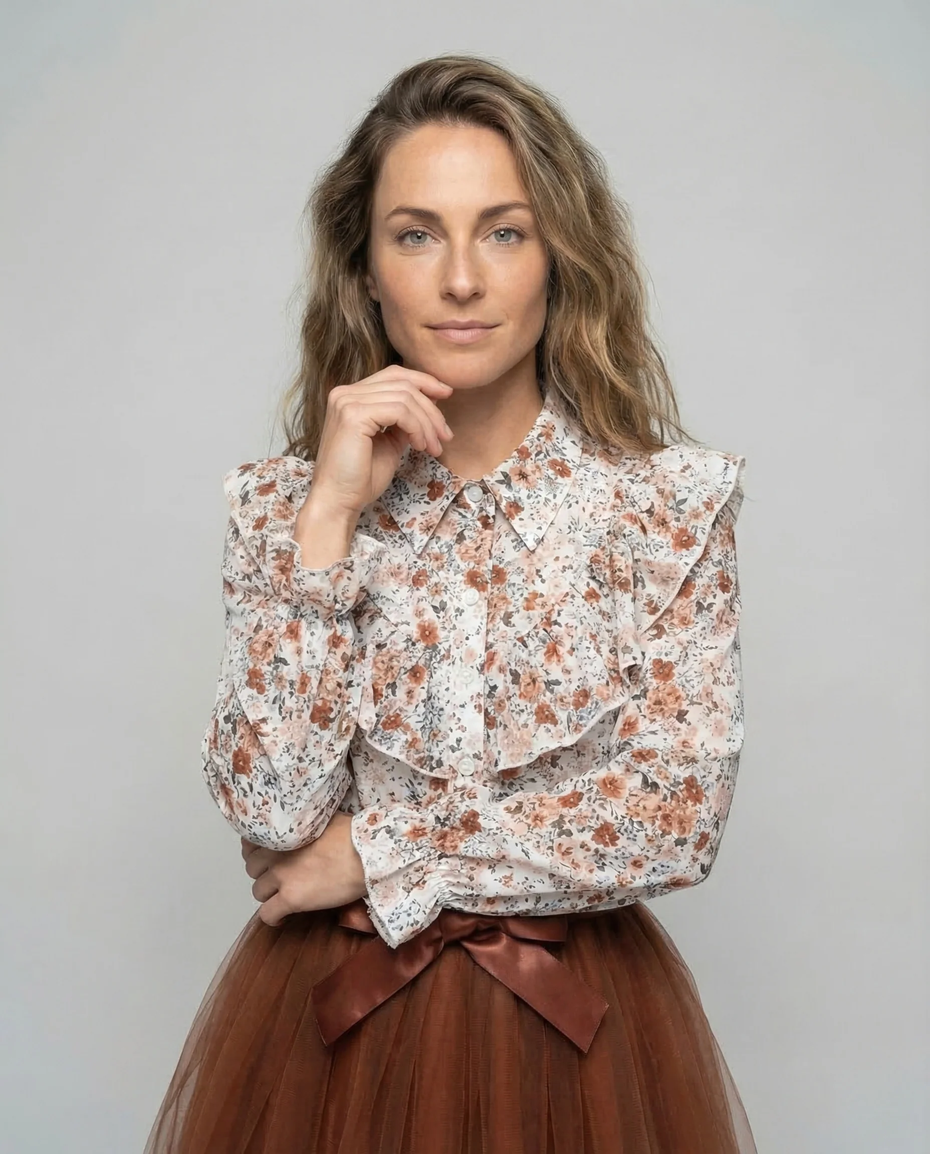 Damen Mädchen Tüllkleid Volantkragen - Image 2