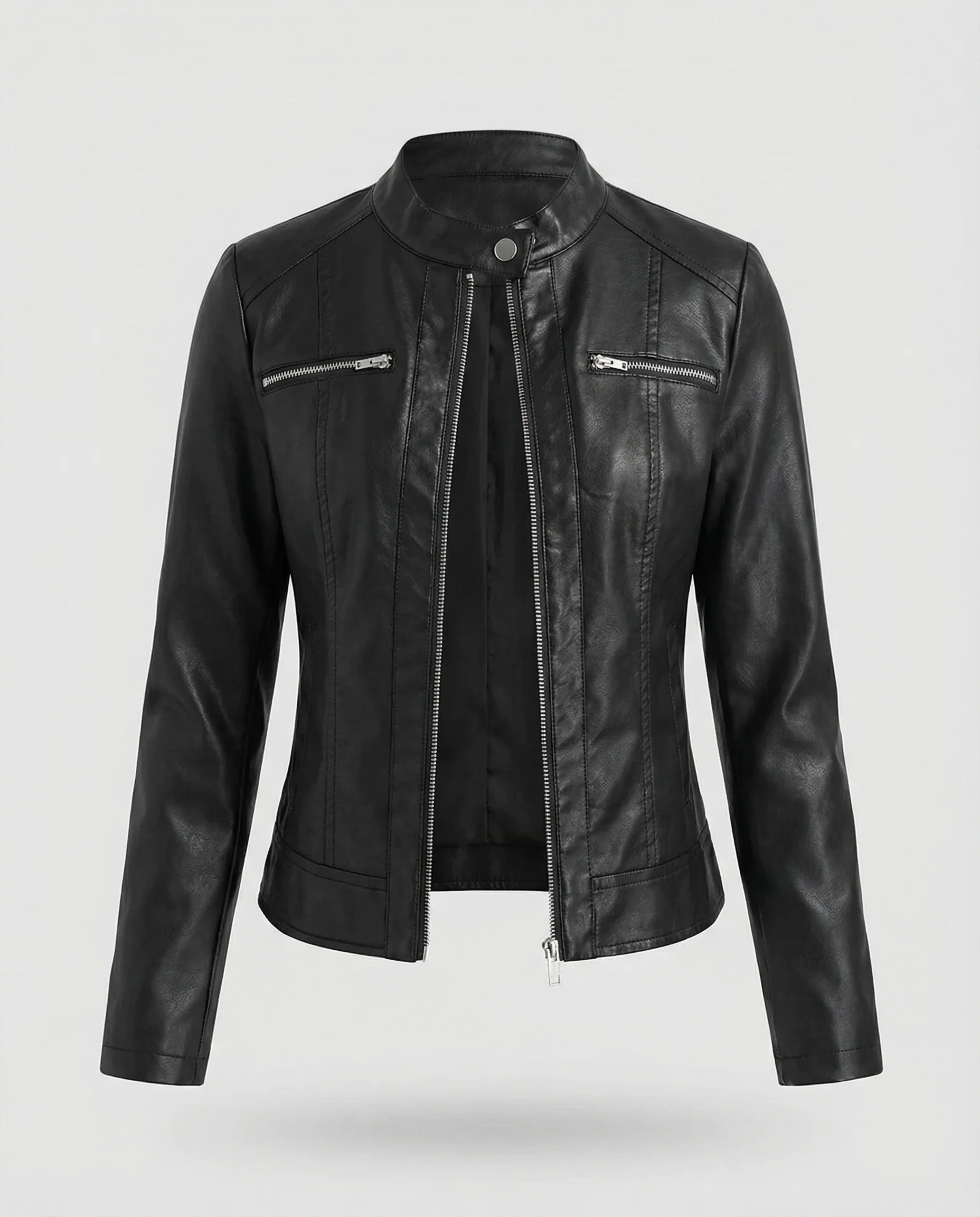 Damen Lederjacke Schwarz Bikerjacke - Image 5