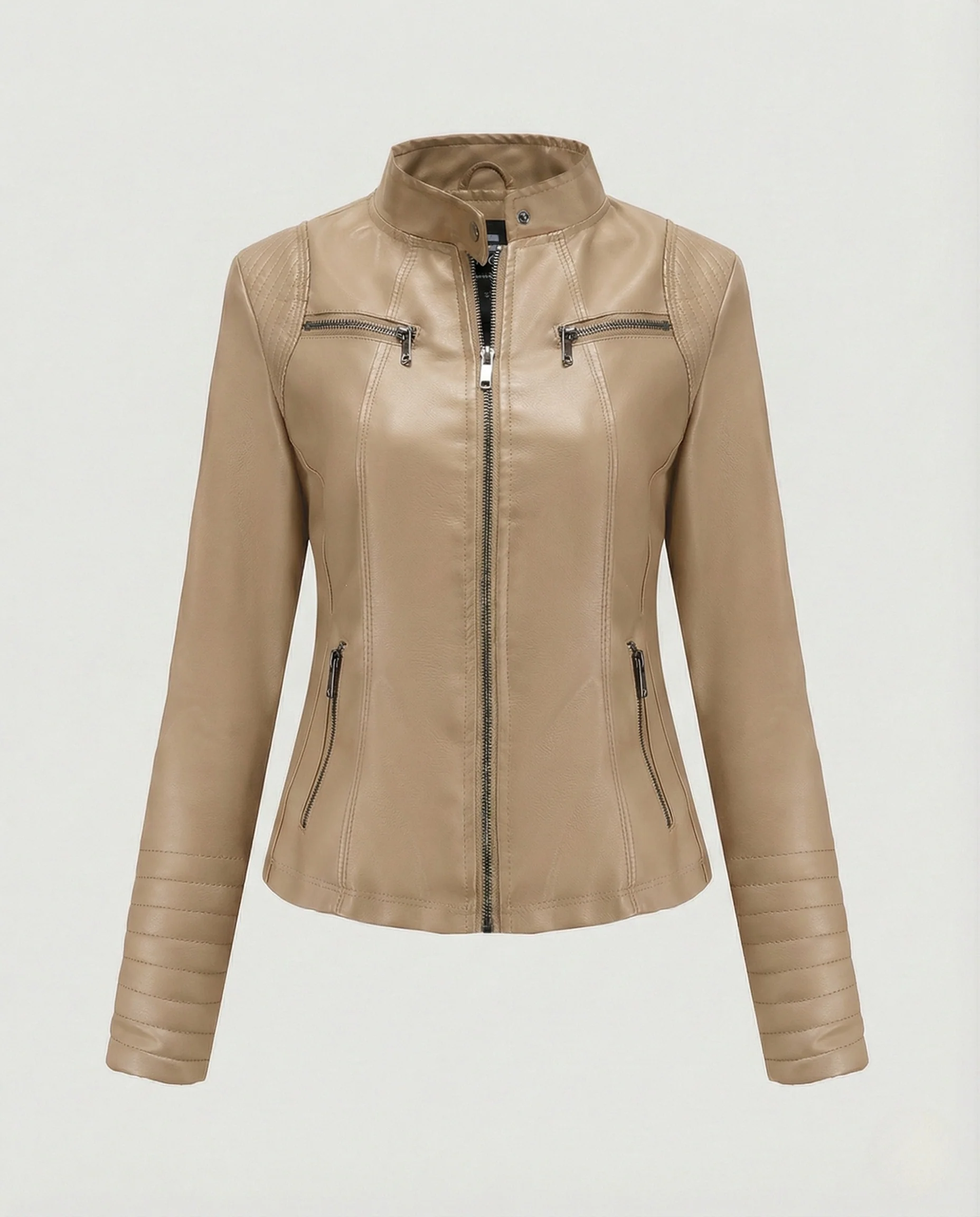 Damen Bikerjacke Kunstleder Kurzjacke - Image 10