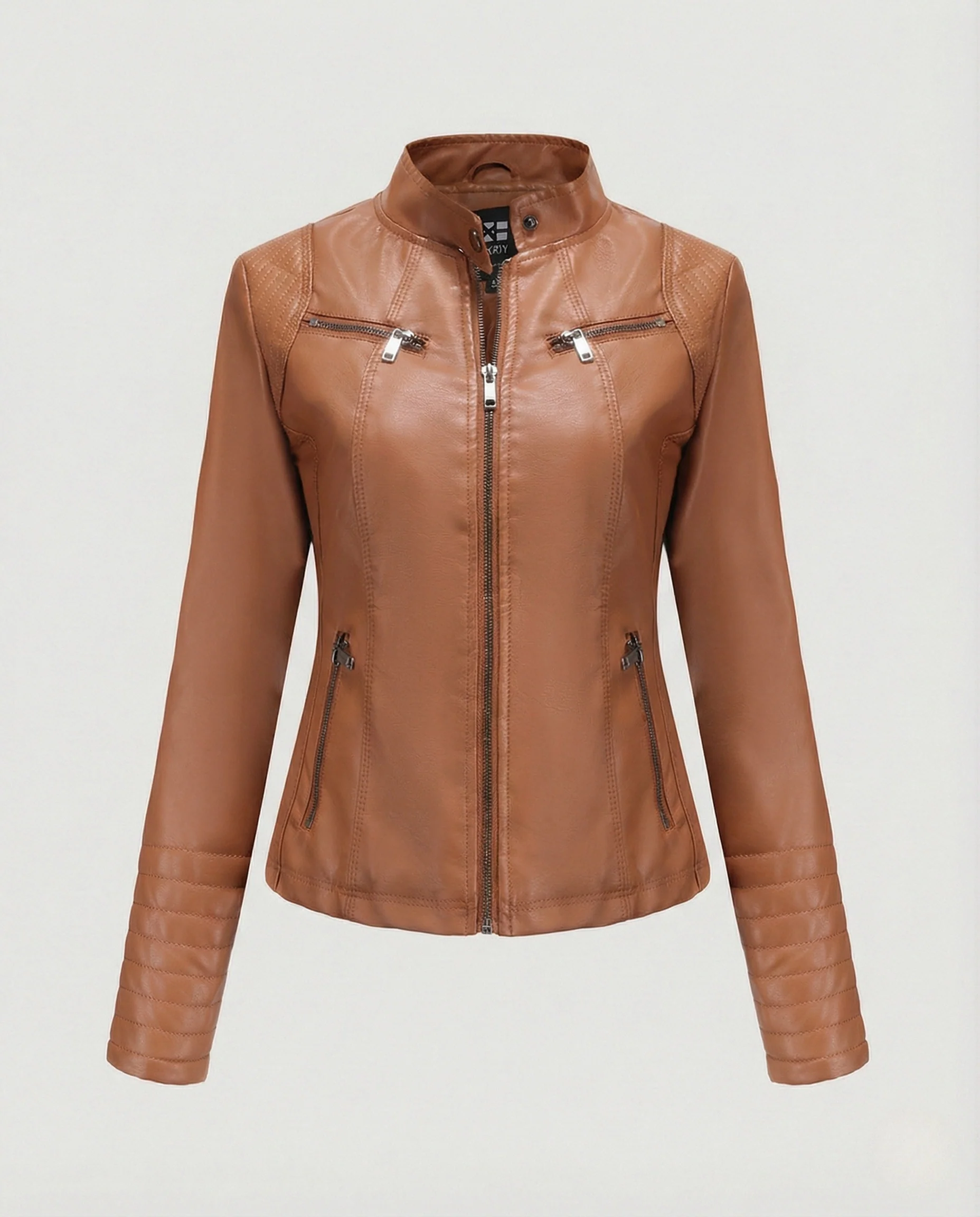 Damen Bikerjacke Kunstleder Kurzjacke - Image 9