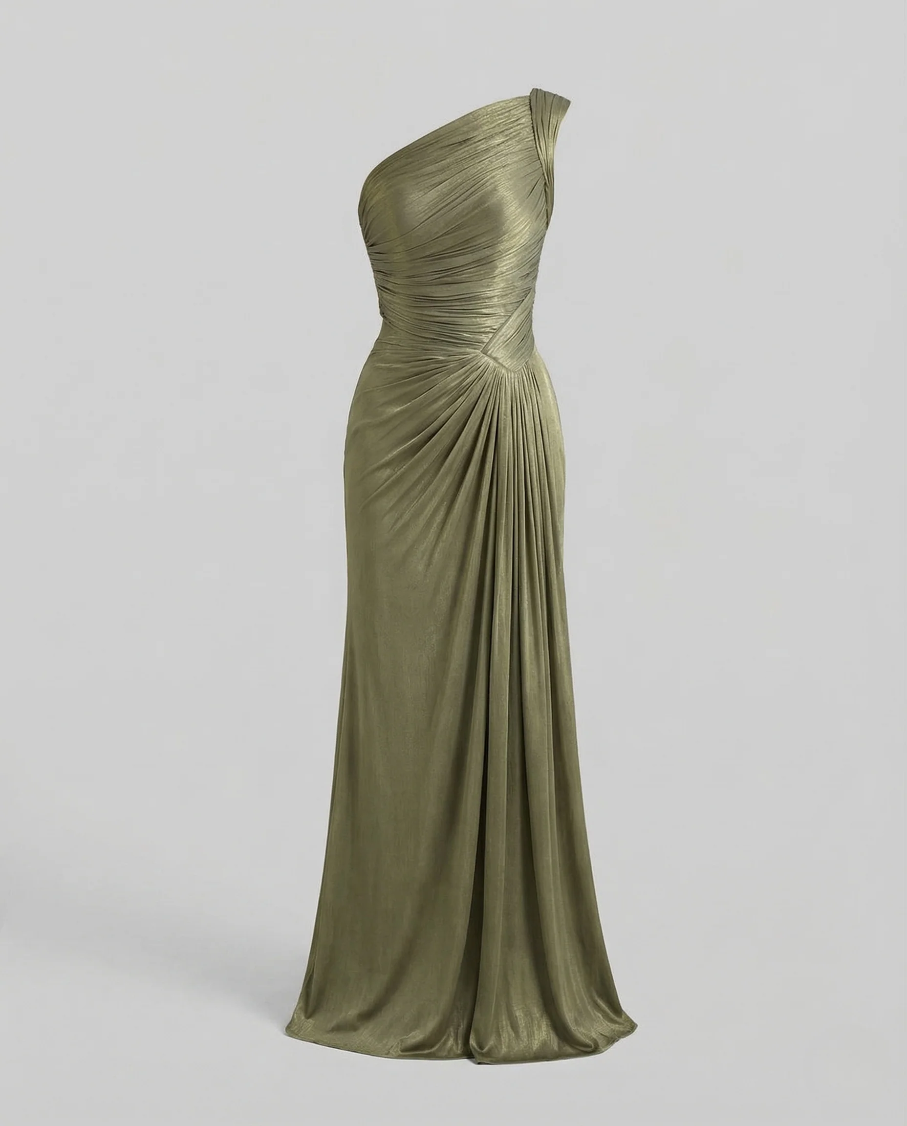Damen Abendkleid Figurbetont Drapiert Plissee - Image 5