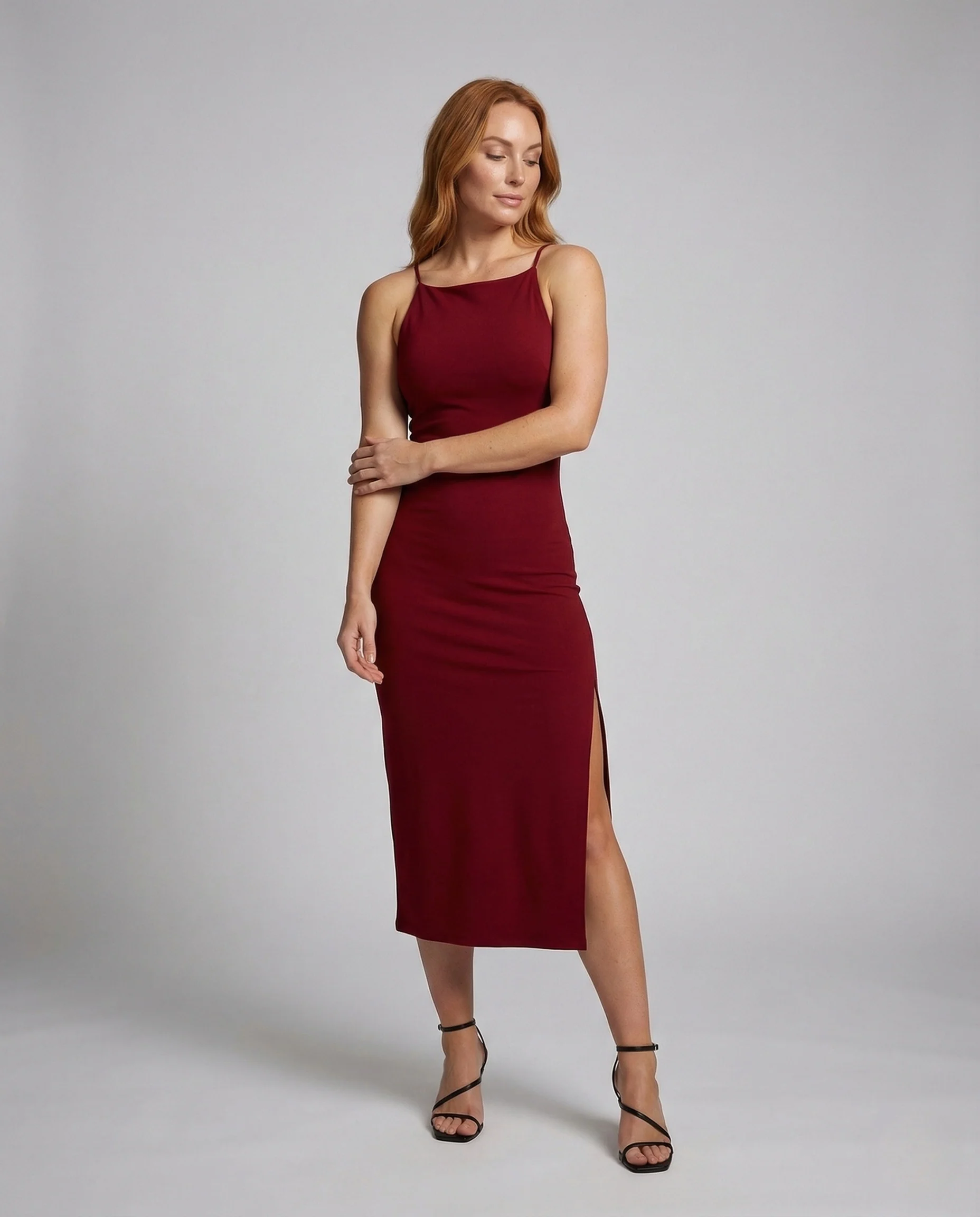 Damen Figurbetontes Abendkleid mit Beinschlitz