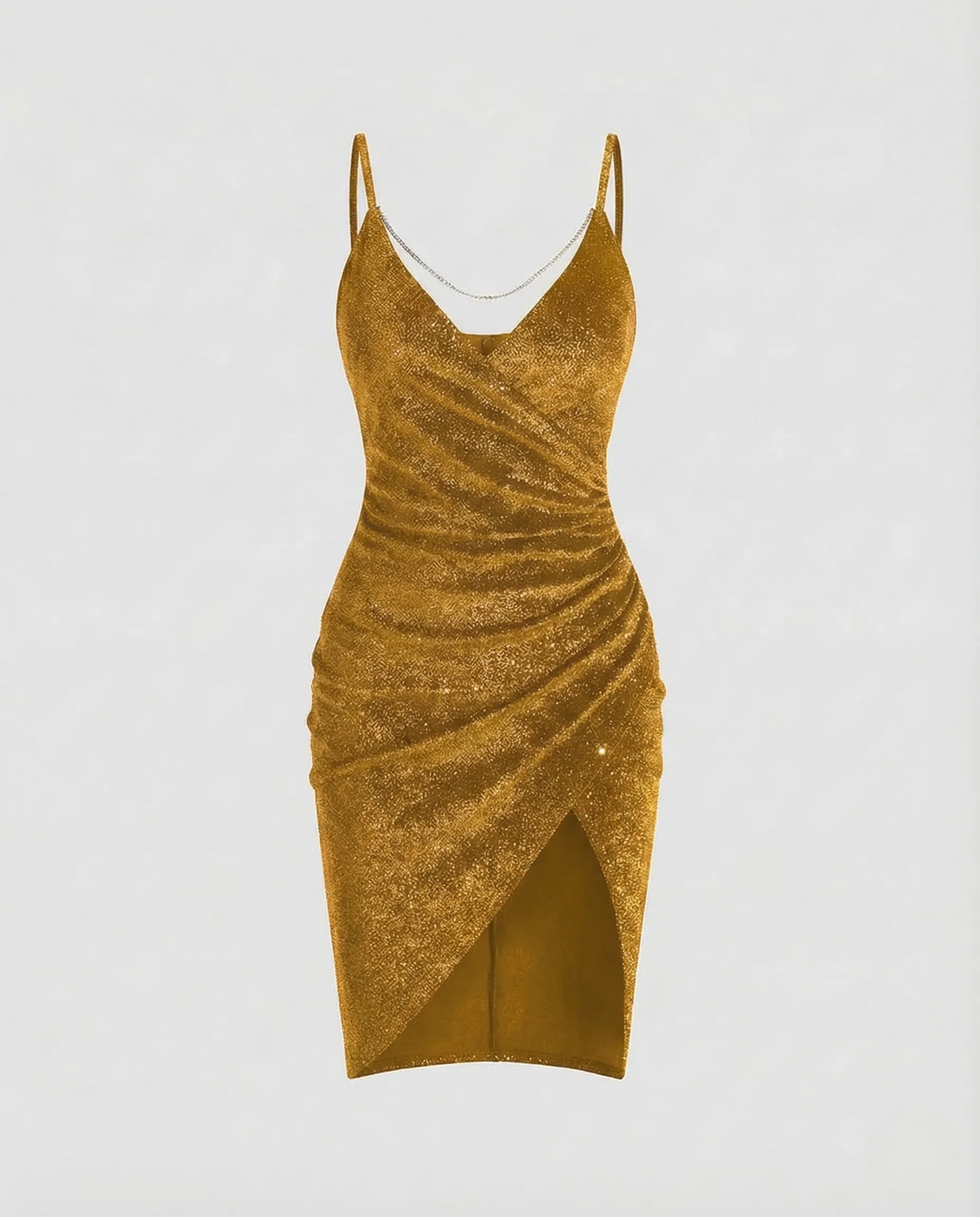Damen Abendkleid Raffung Kettendetail - Image 11